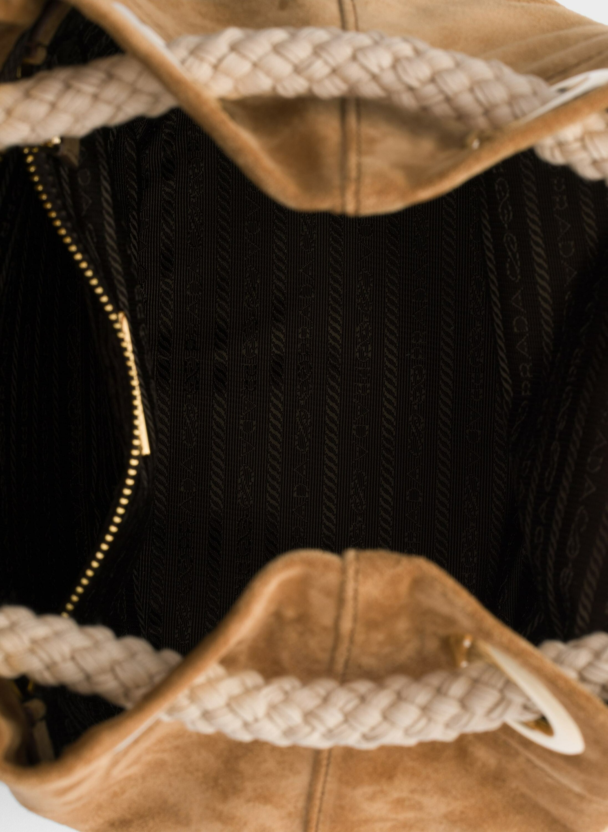 Petit sac seau prada mariner en daim PRADA Marron