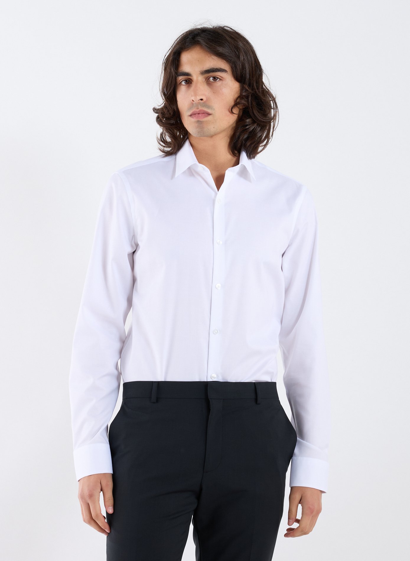 CALVIN KLEIN Chemise slim en coton mélangé Blanc