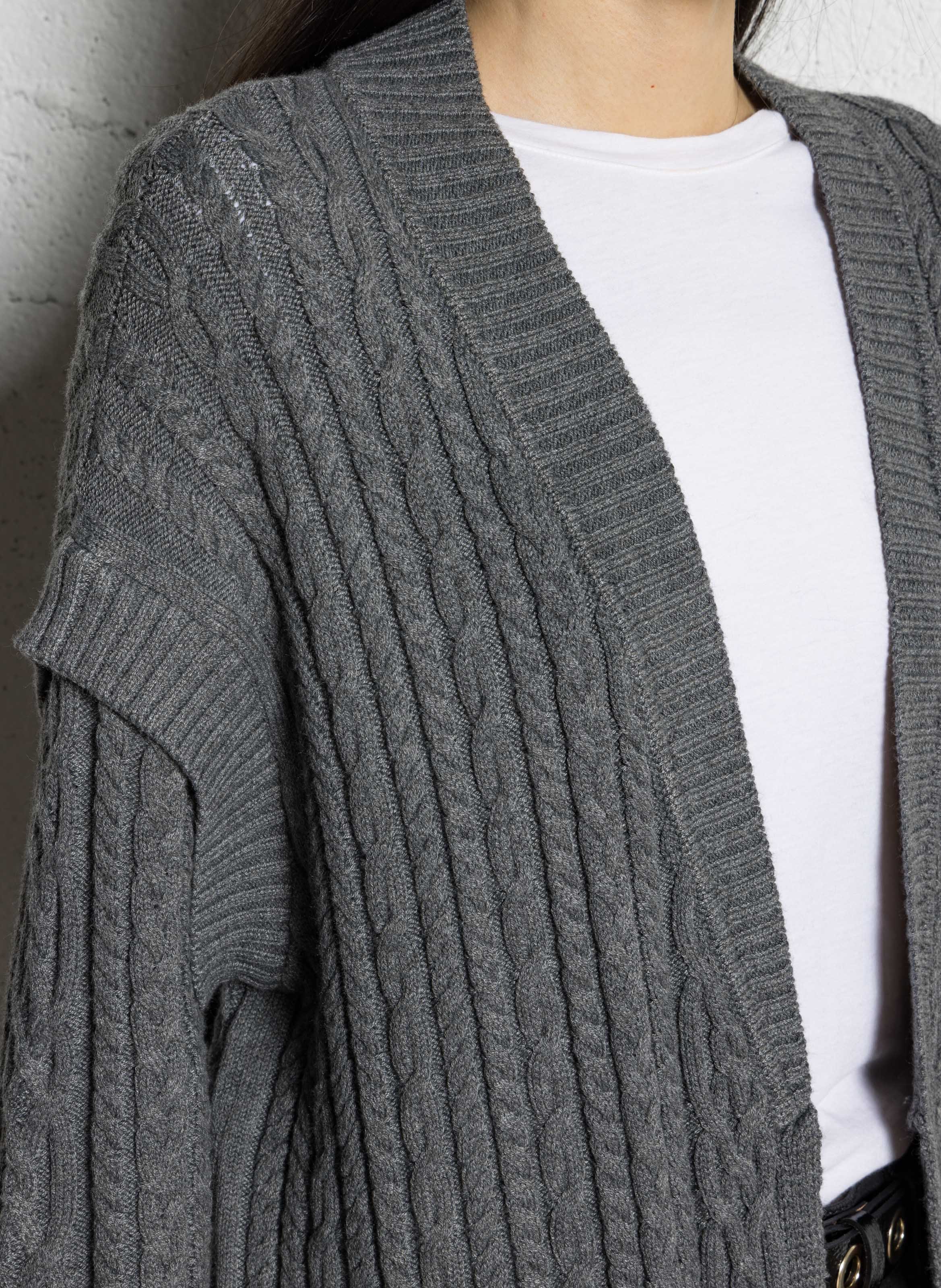 Gilet à enfiler en maille tressée IKKS Gris