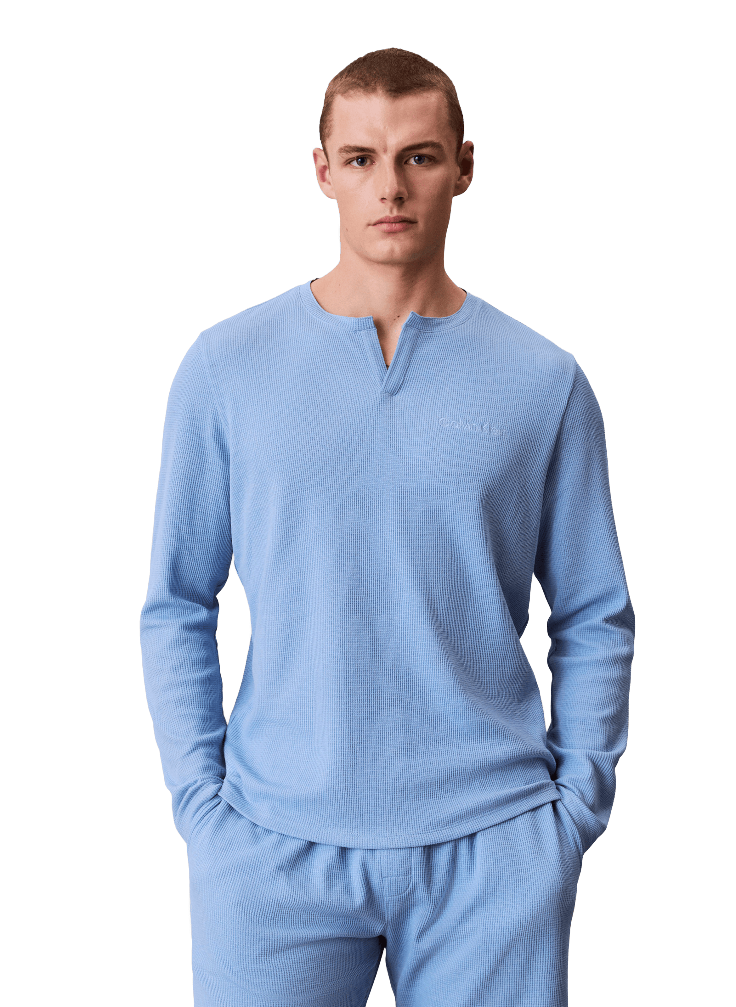 Haut de pyjama en coton texturé CALVIN KLEIN Bleu