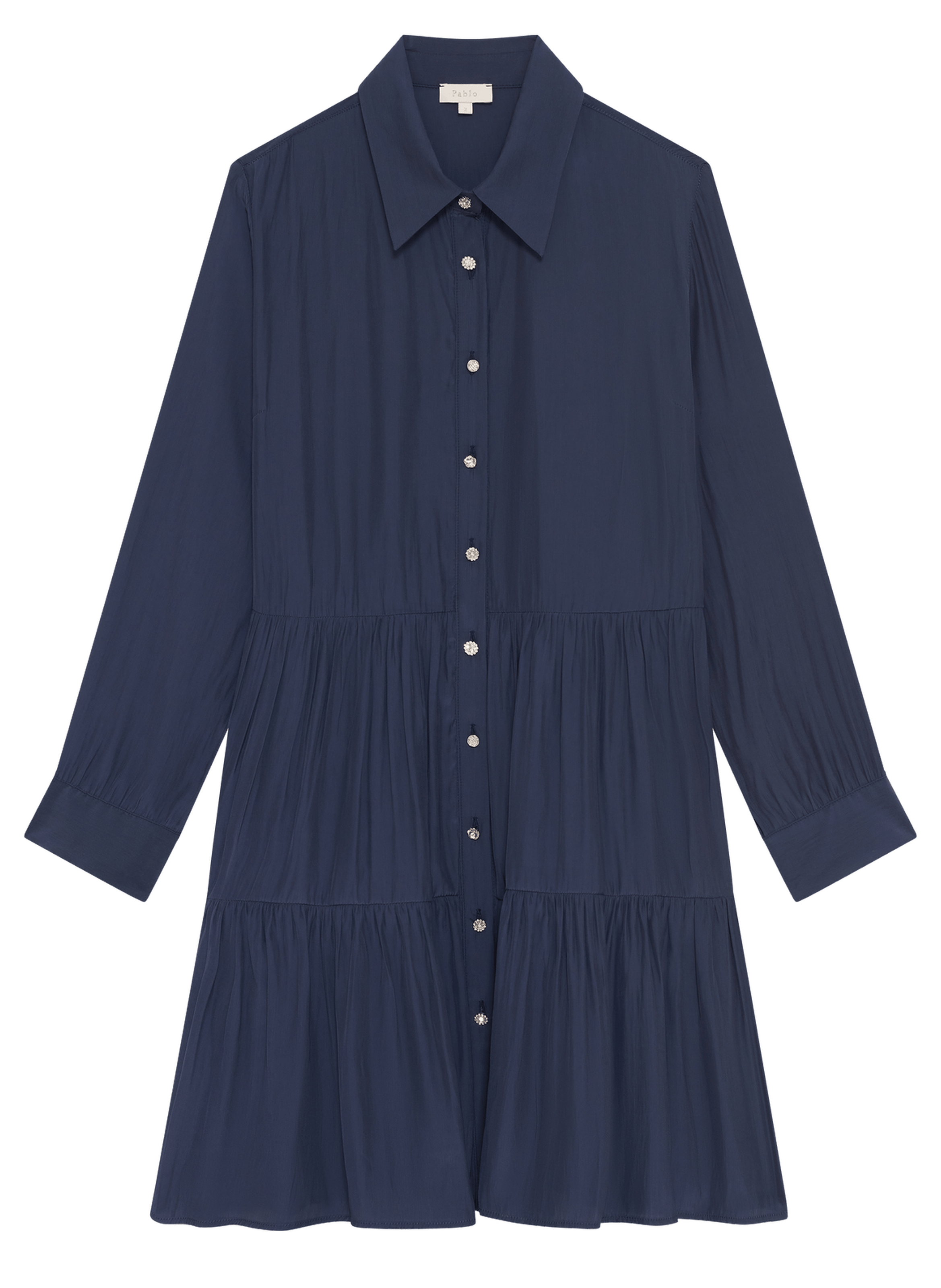 Robe chemise courte à volants - amance PABLO Bleu