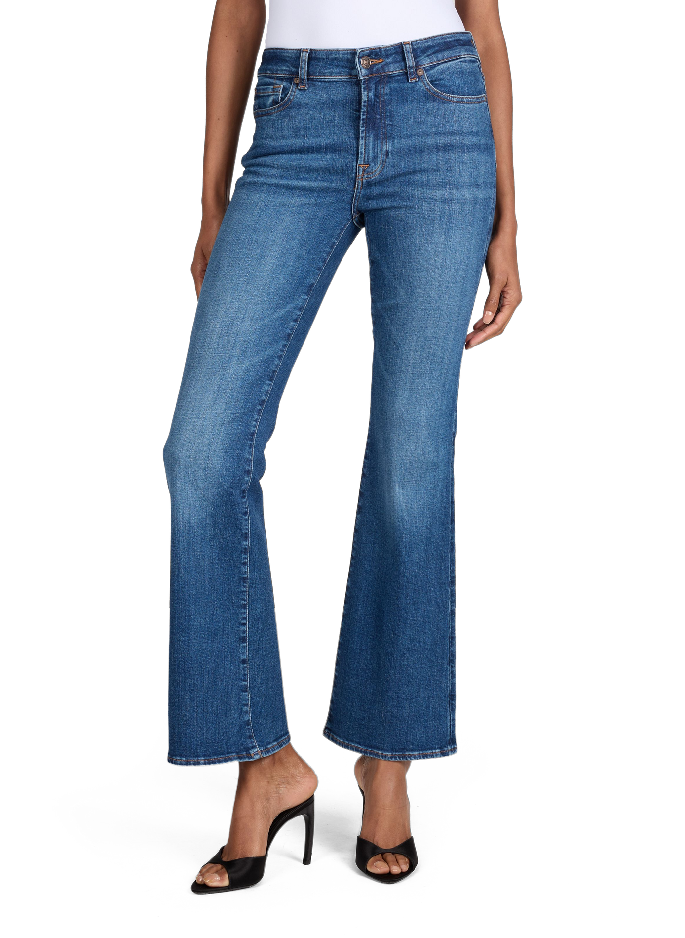 Leggy Bootcut Washed Denim Jeans in Mixed Cotton 7 FOR ALL MANKIND Blue