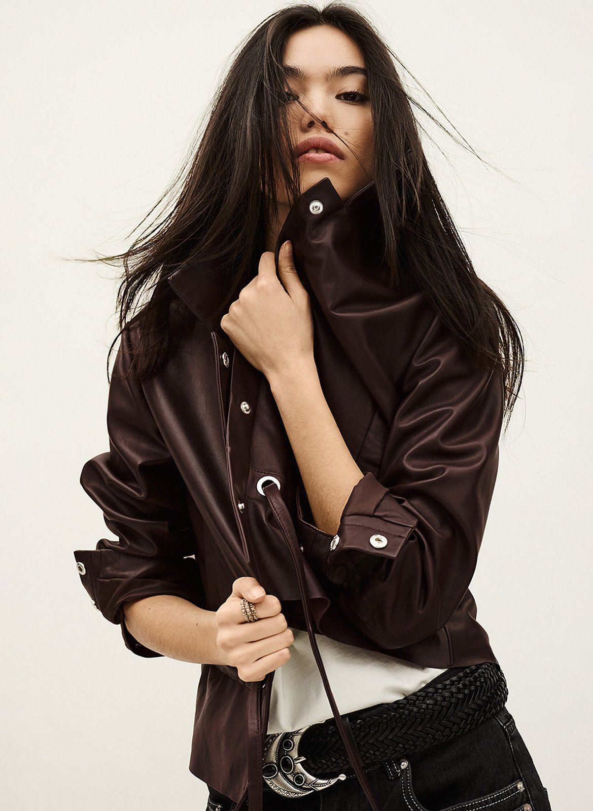 Veste col classique en cuir manita BA&SH Violet