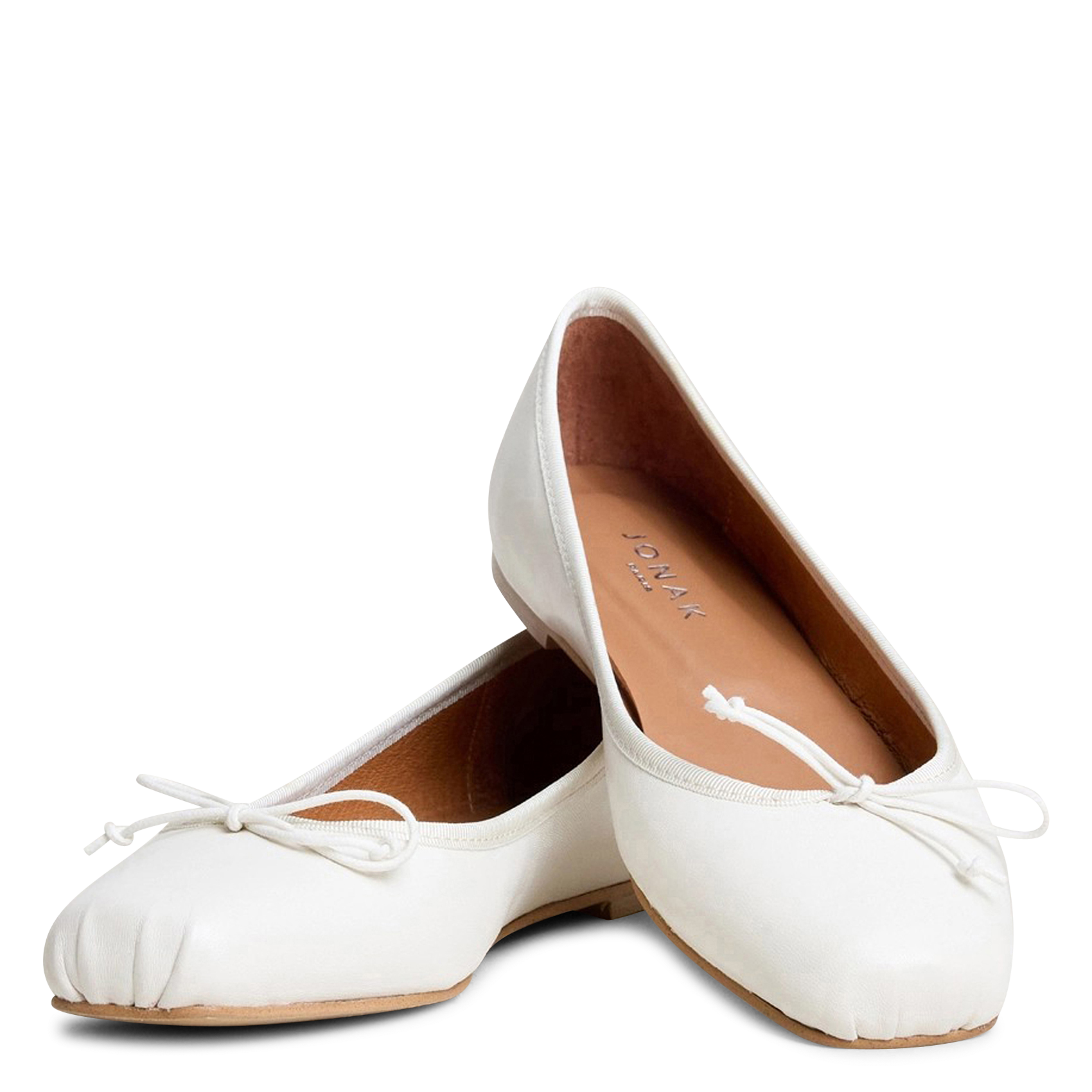 Ballerines à bouts carrés unies en cuir domine JONAK Blanc