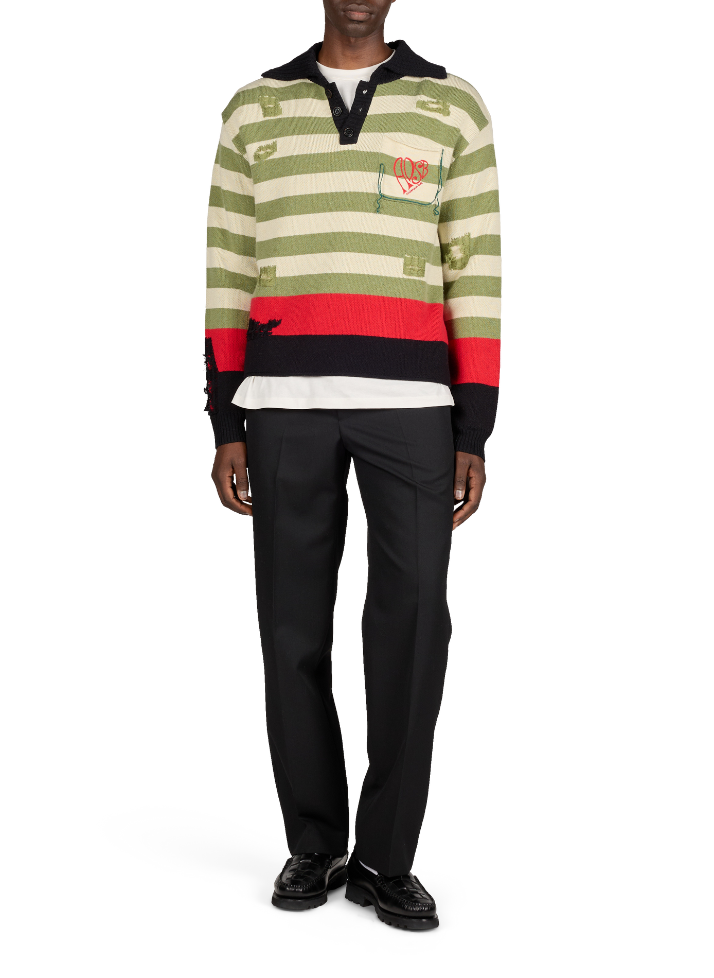 Polo sweater with striped collar. ANDERSSON BELL Multicolour