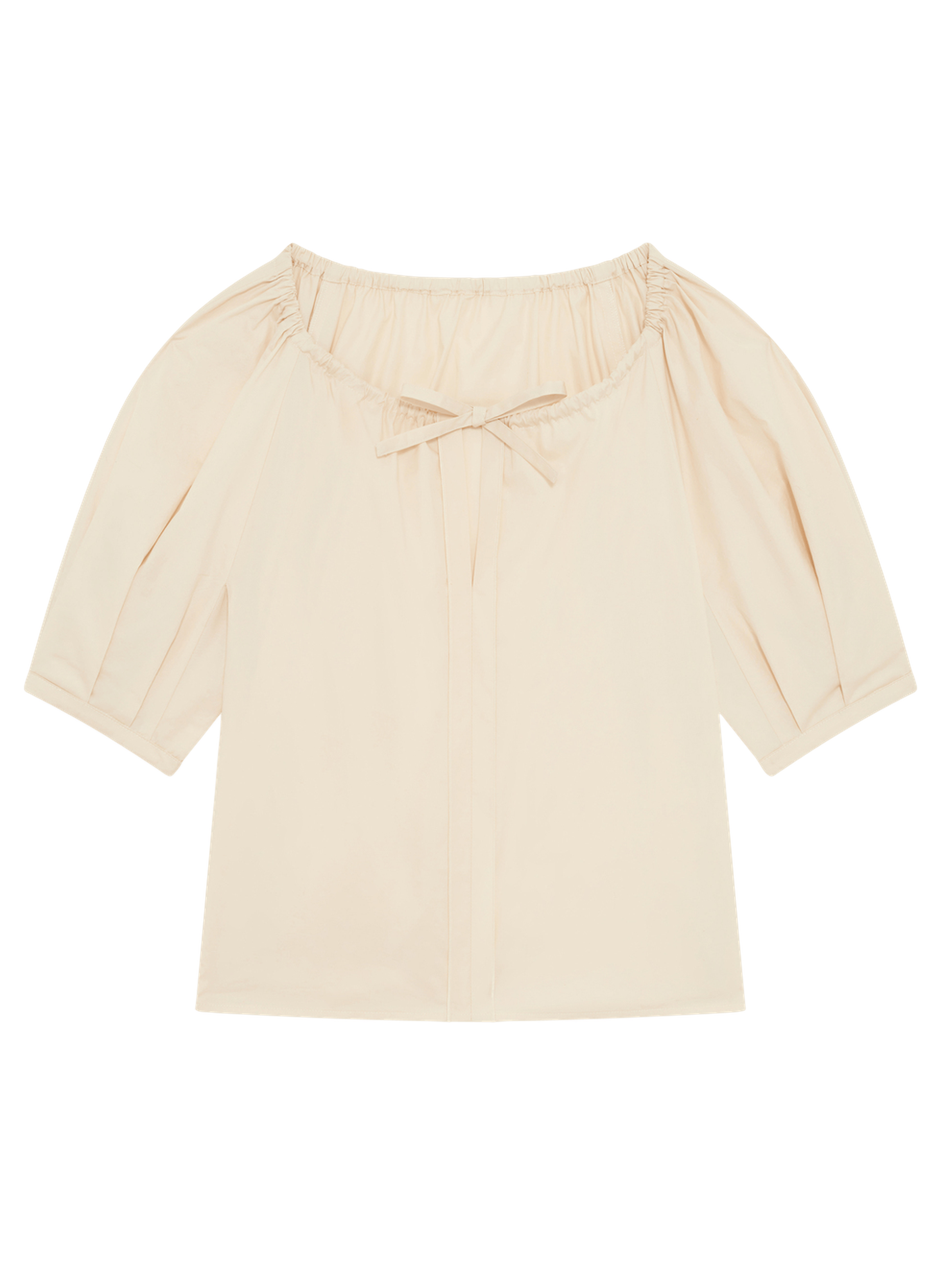 Blouse encolure élastiquée en coton - cerise PABLO Beige