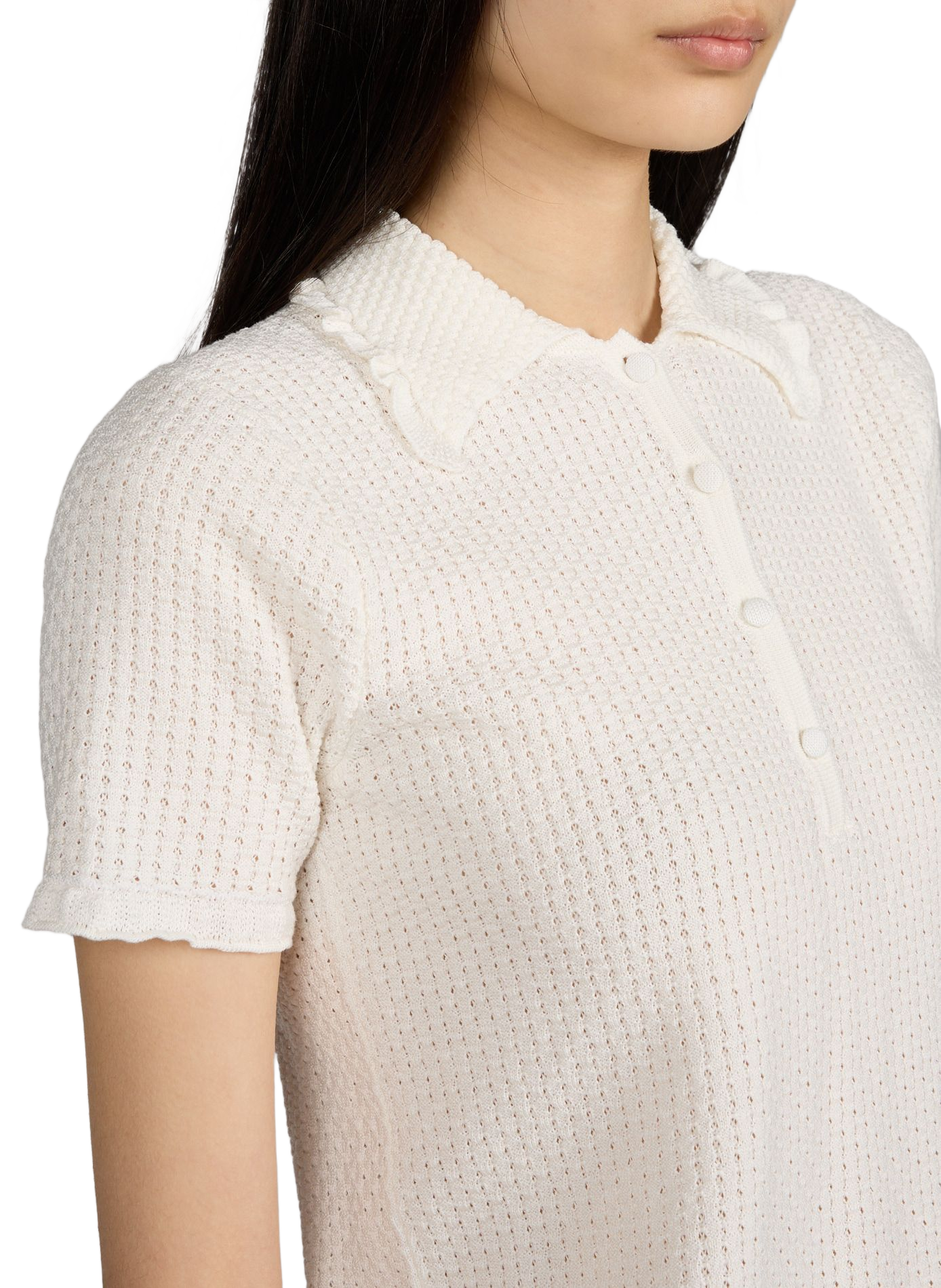 Top en coton texturé MOLLI Blanc