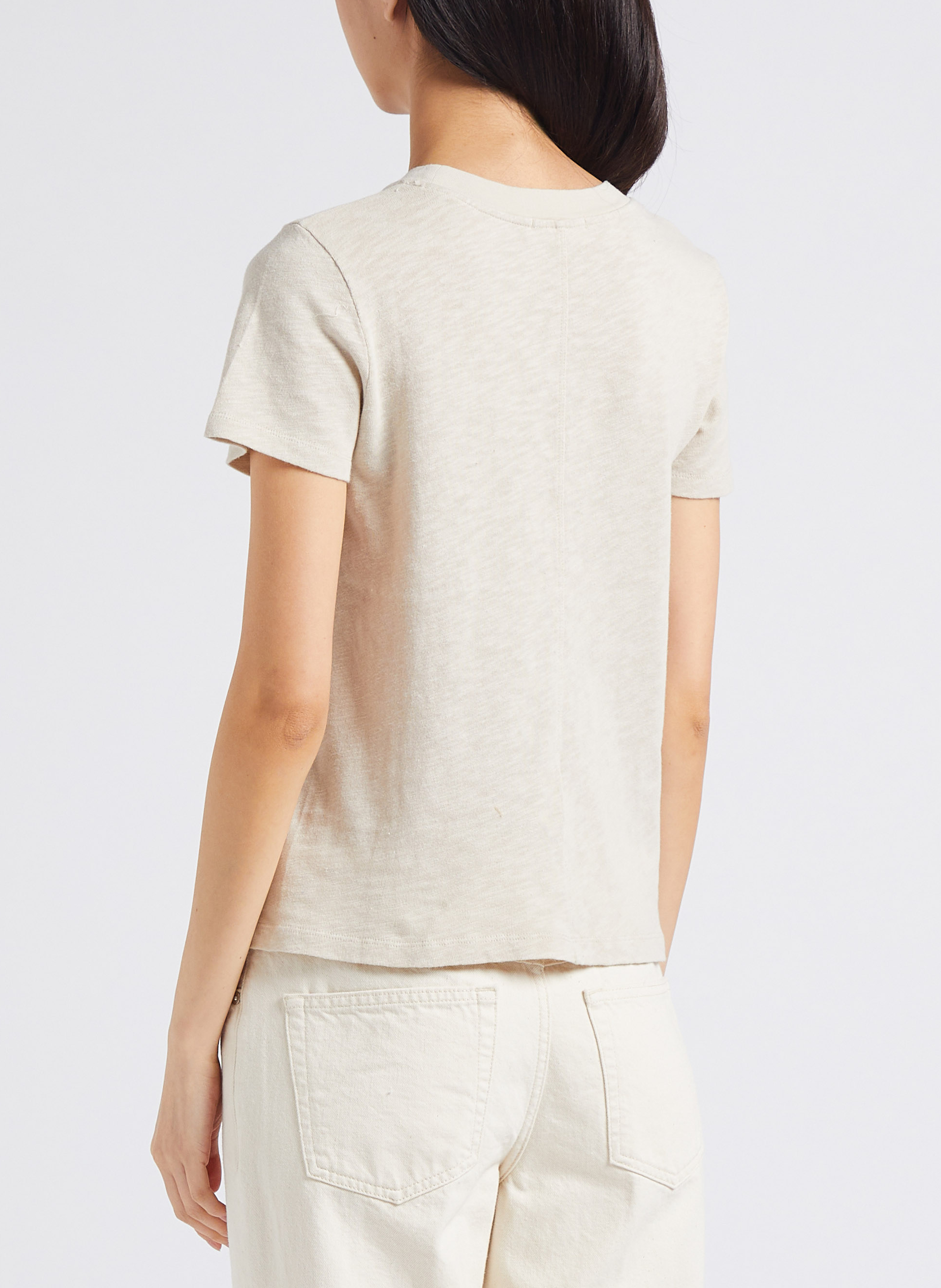 Tee-shirt col rond droit en coton sonoma AMERICAN VINTAGE Beige