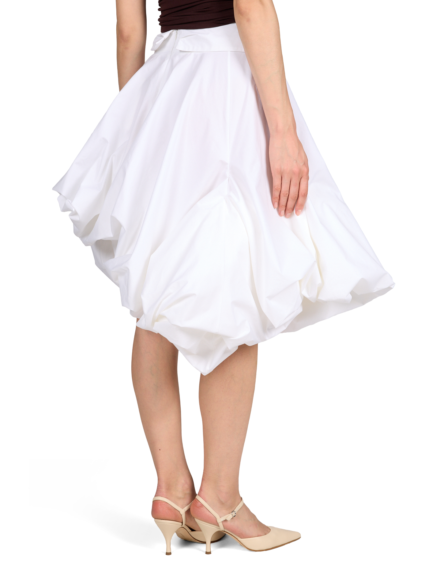 Jupe drapée à volume sculptural en coton MAGDA BUTRYM Blanc