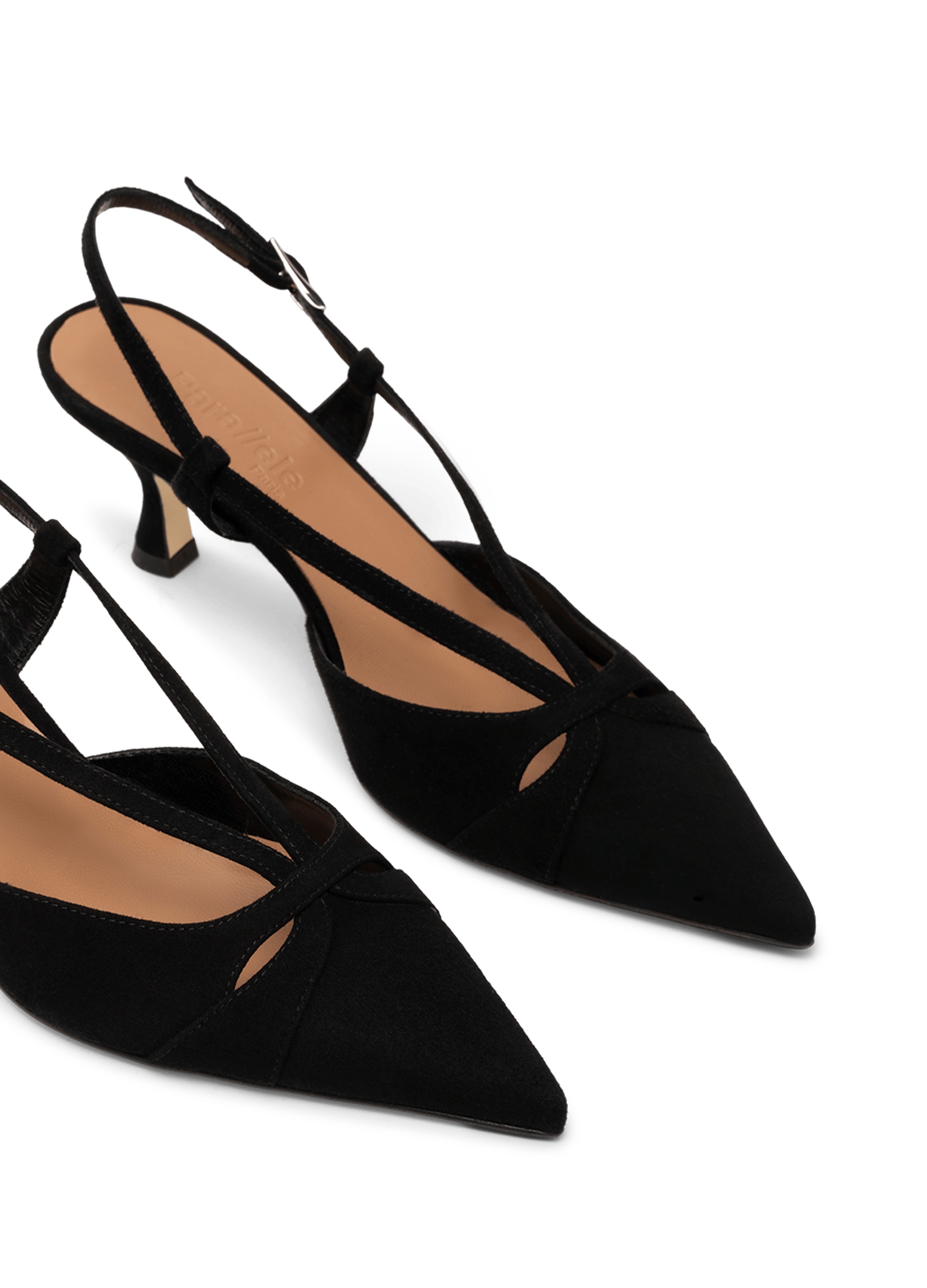 Sling back gemma en chevre velours PARALLELE Noir