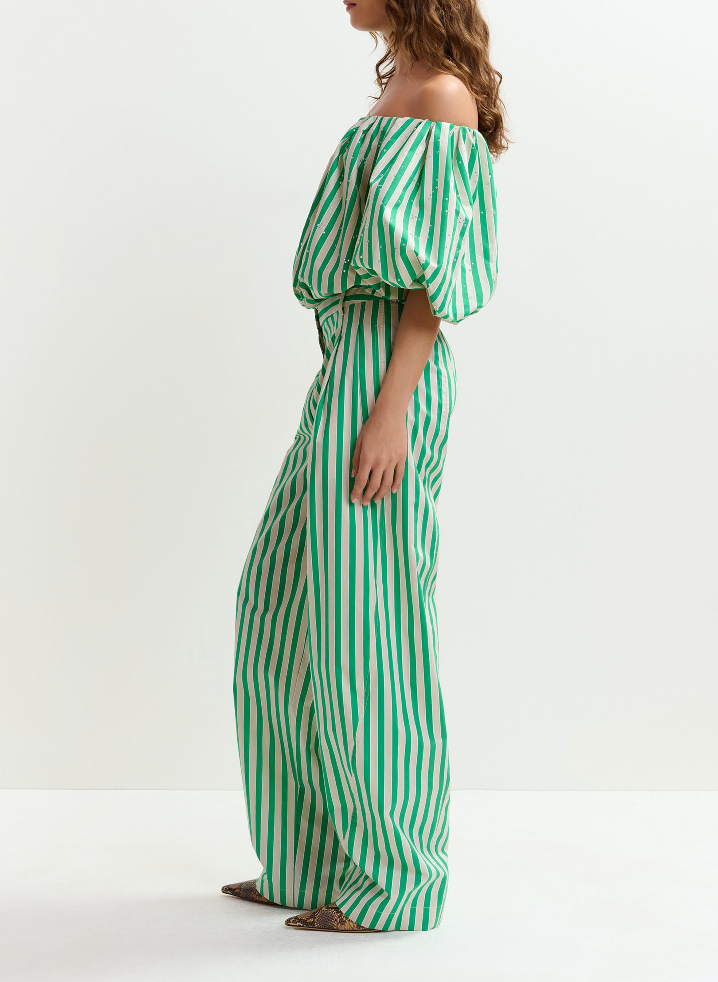 Pantalon large en coton mélangé jorner ESSENTIEL ANTWERP Vert