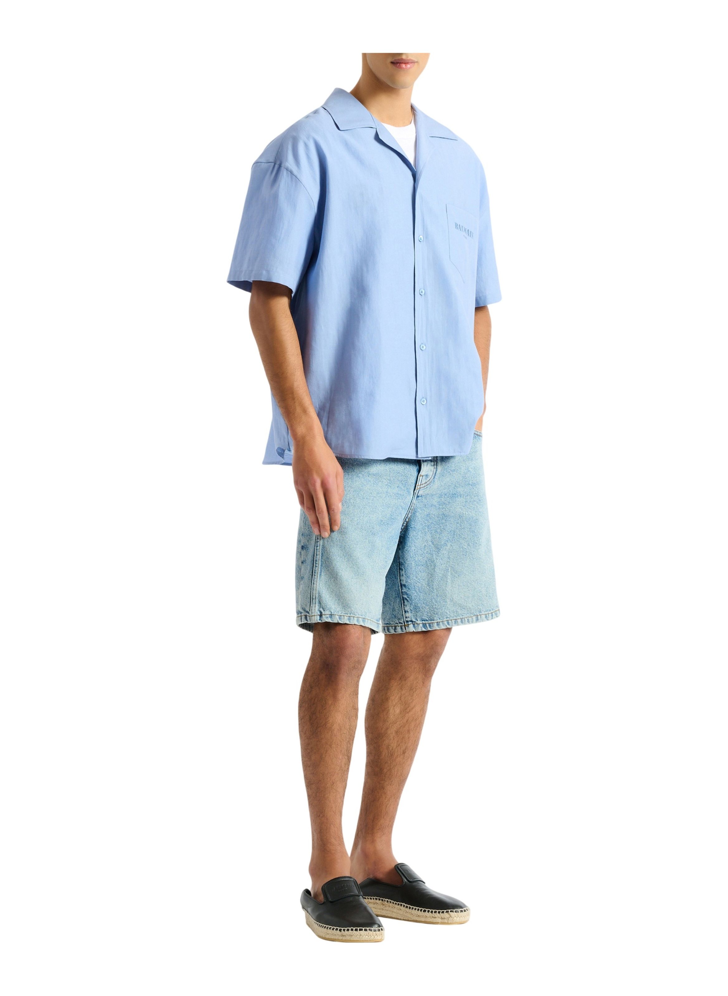 Chemise balmain vintage en popeline à chevrons BALMAIN Bleu