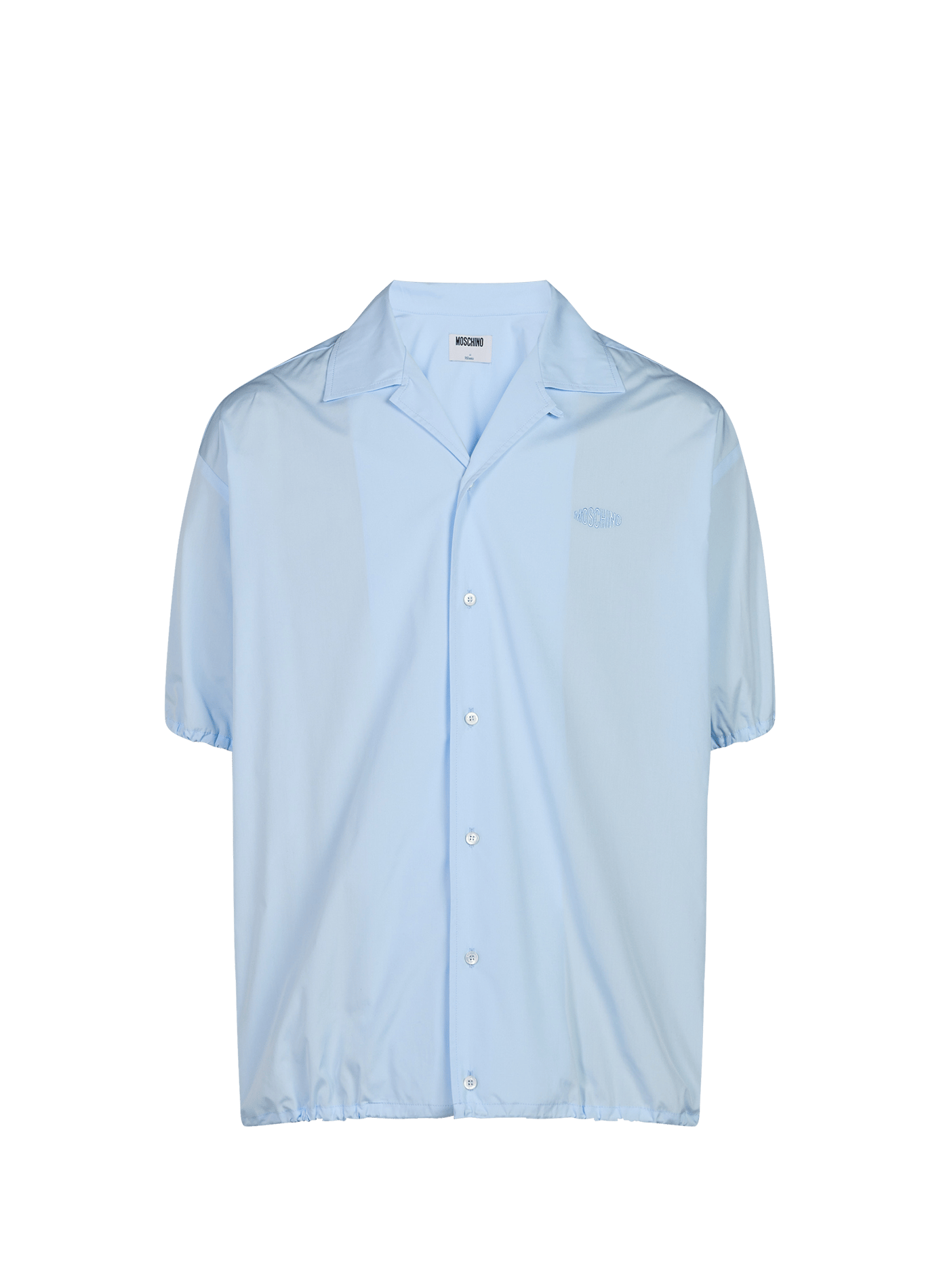 Chemise oversize élastiquée à manches courtes en coton MOSCHINO Bleu