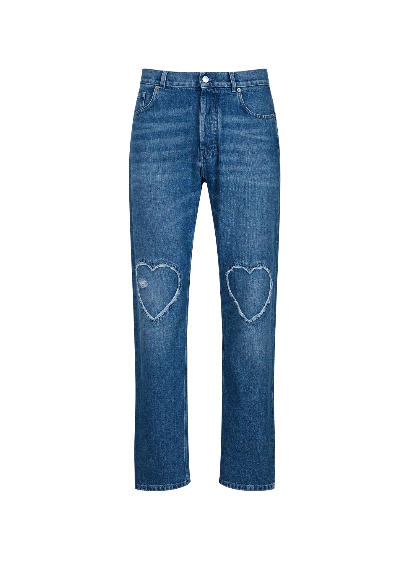 Jean à empiècement coeur aux genoux en coton MOSCHINO Blue