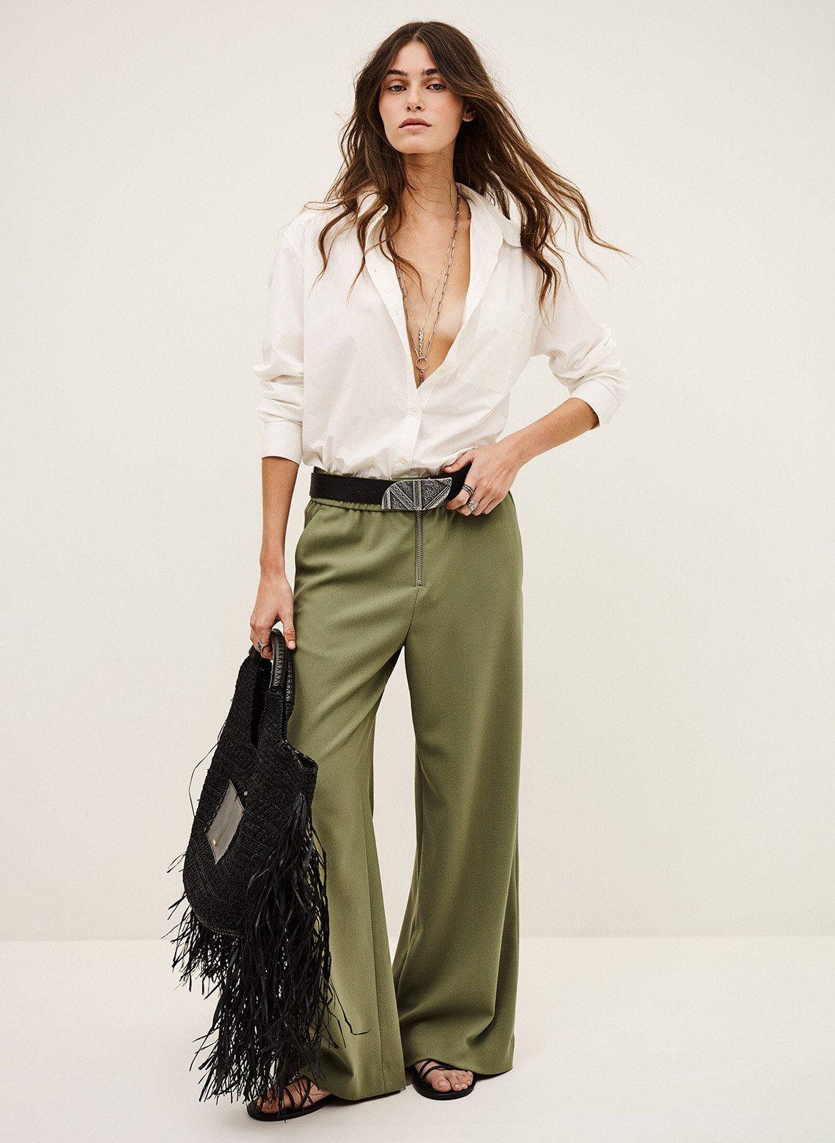 Pantalon large narlos BA&SH Kaki