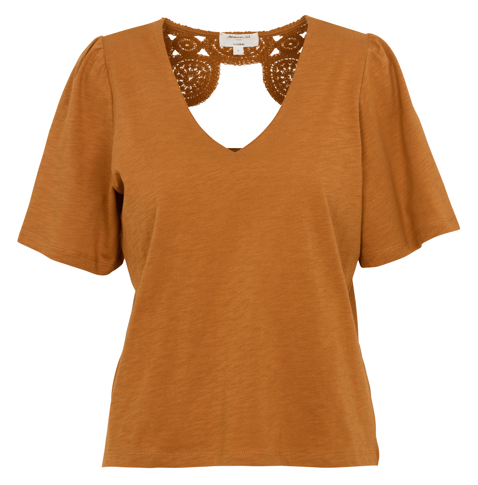 Tee-shirt col v en coton bio leonard MAISON 123 Doré
