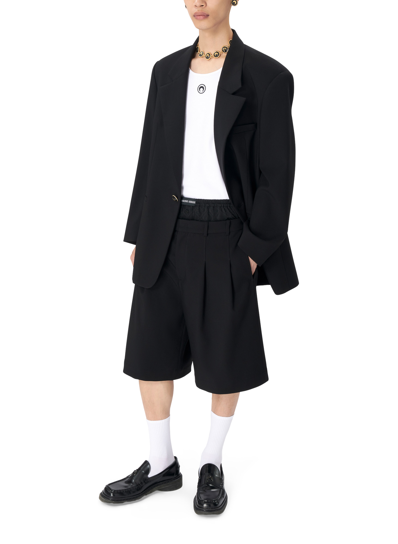 Veste carrée en sergé de laine vierge unisexe MARINE SERRE Noir