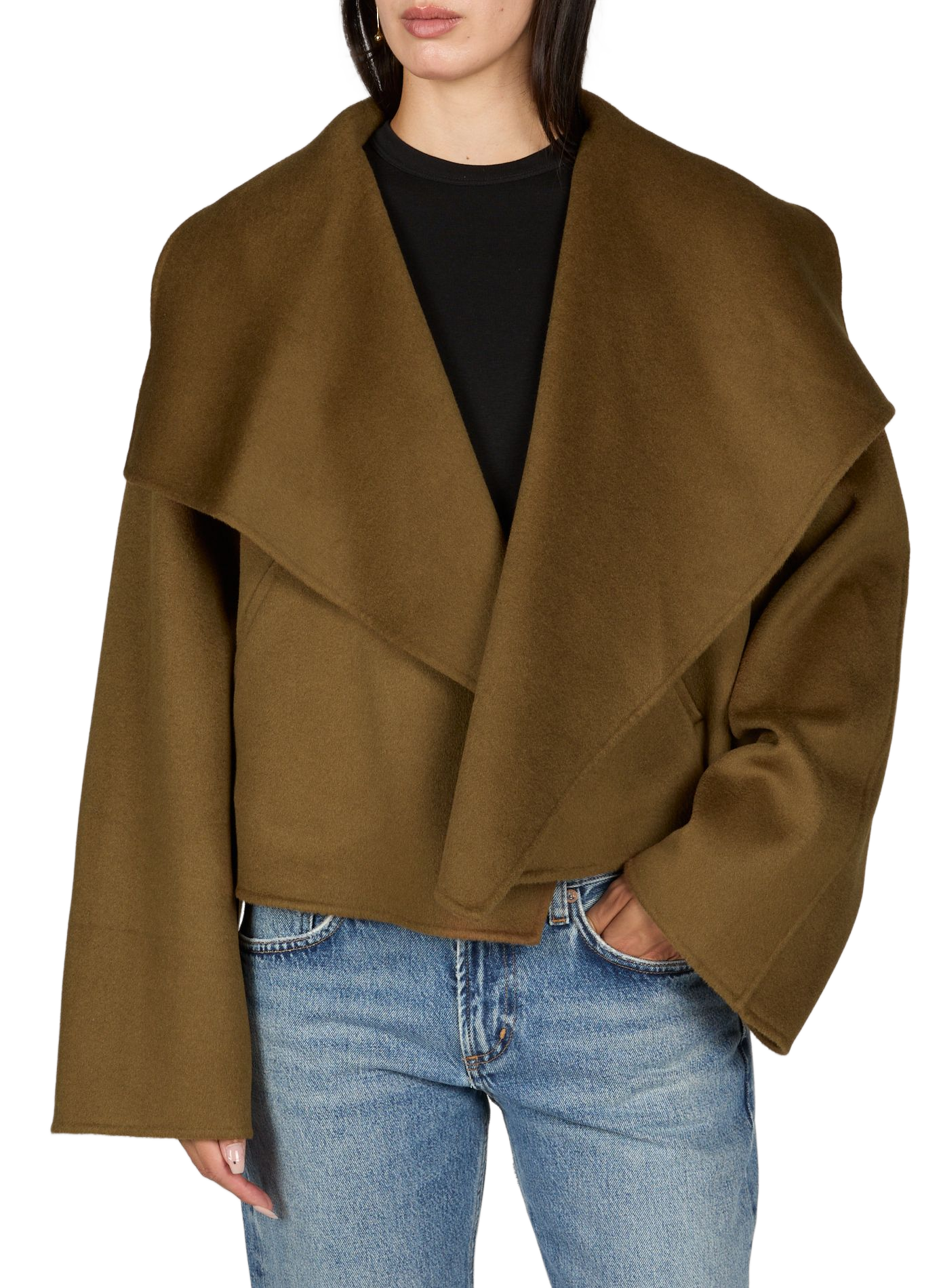 Veste à col fluide en laine TOTEME Marron