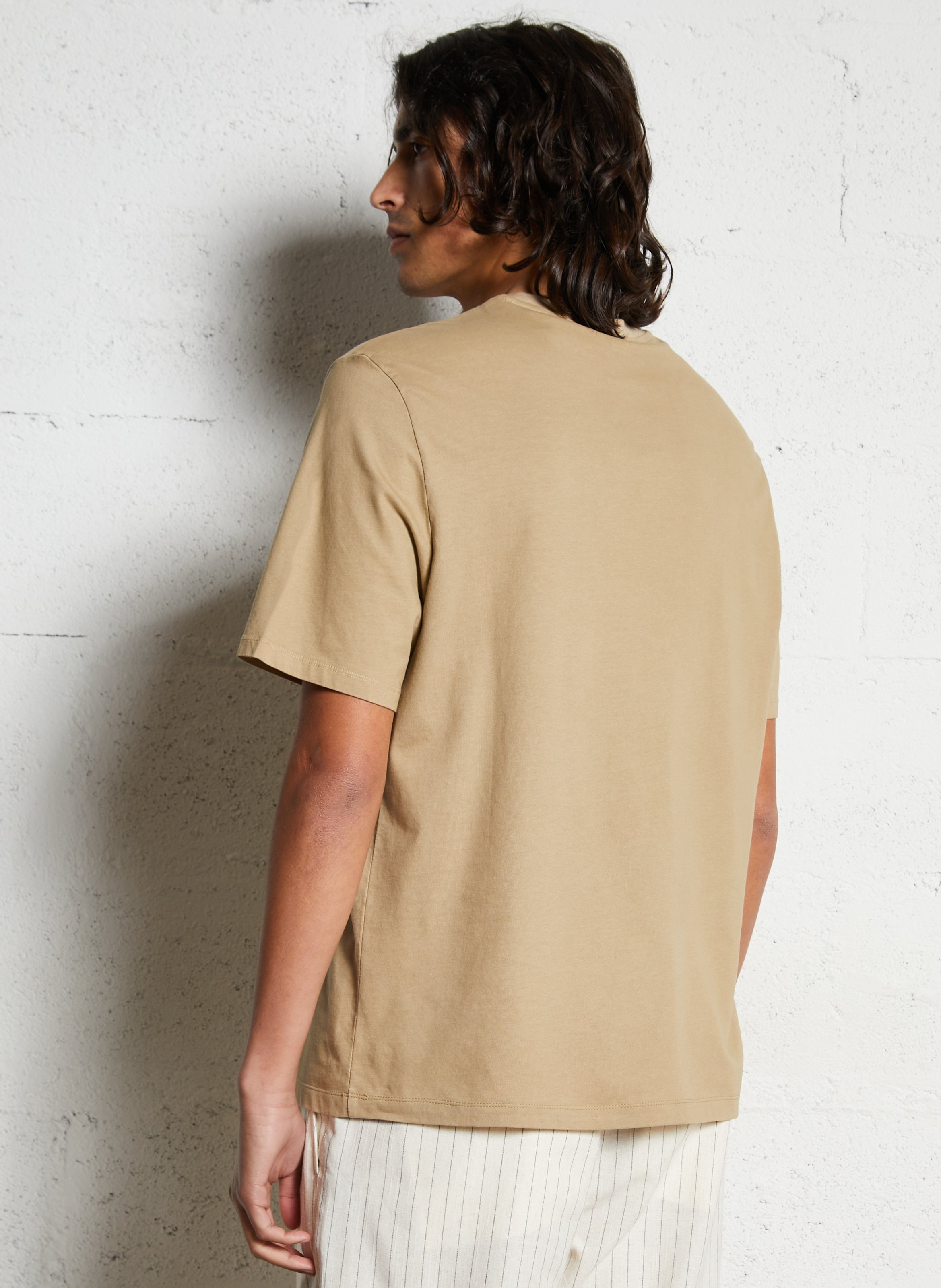Tee-shirt droit col rond en coton IKKS Beige