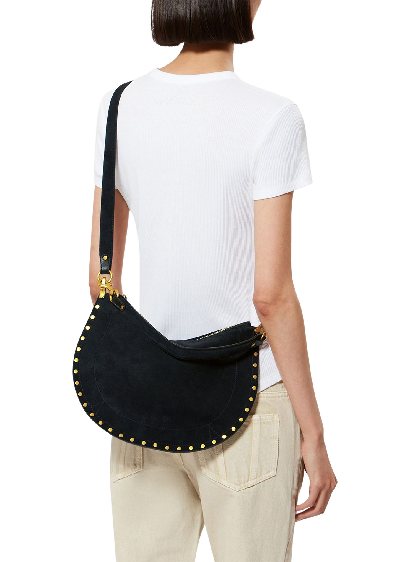 Handtas Oskan Soft Zip van geitenleer met suède-effect ISABEL MARANT Blauw