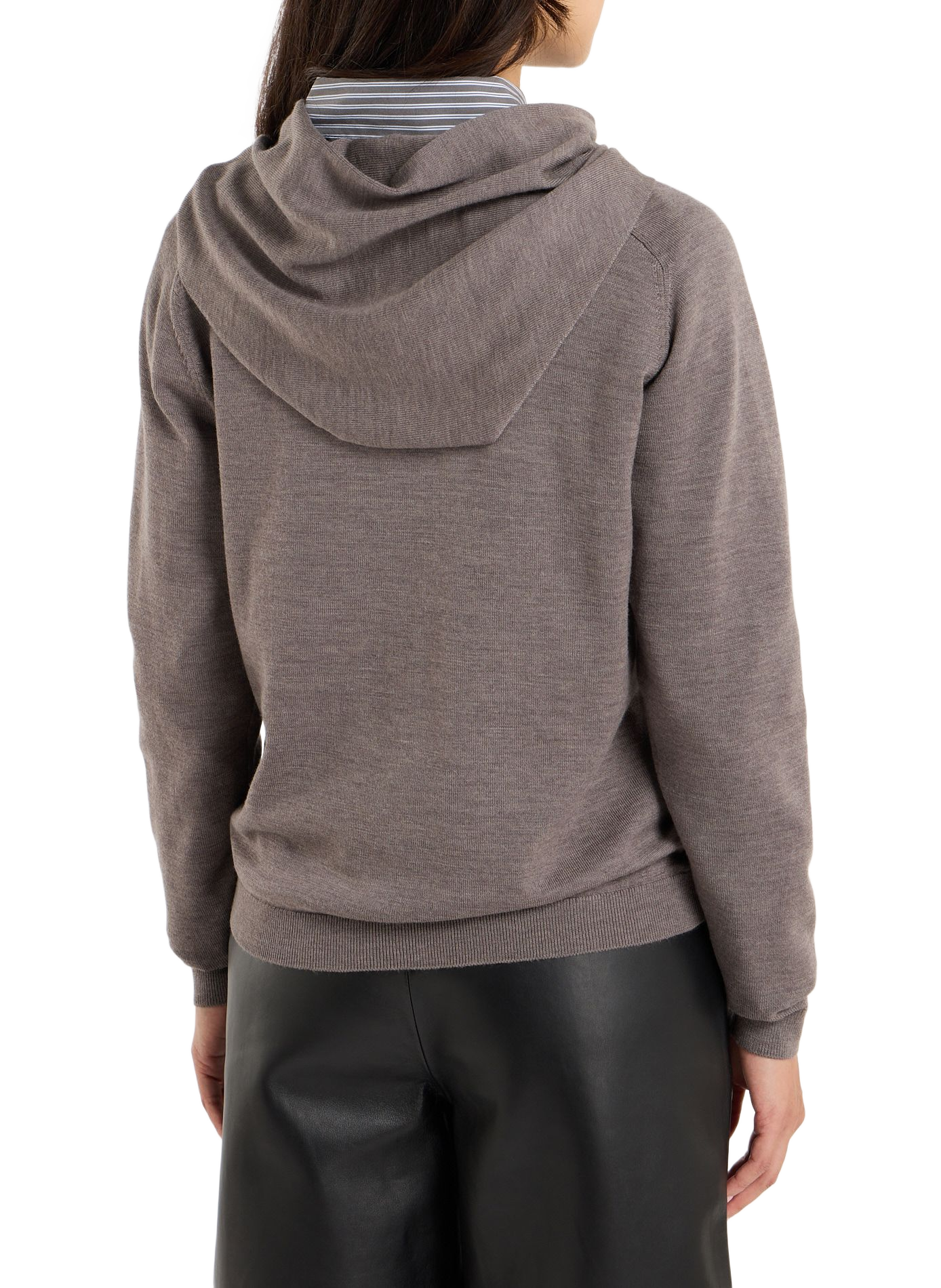 Pull col v à écharpe amovible en laine SAISON 1865 Gris