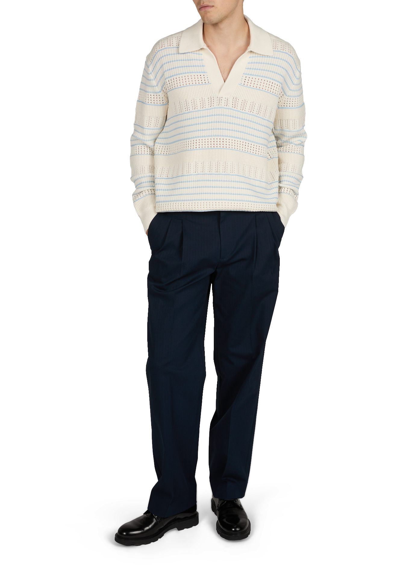 Knit polo in cotton and wool DROLE DE MONSIEUR White