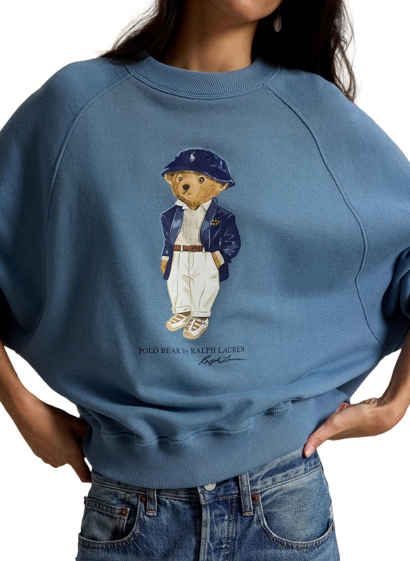 Rechte sweater met ronde hals en zeefdruk in gemengd katoen POLO RALPH LAUREN Blauw
