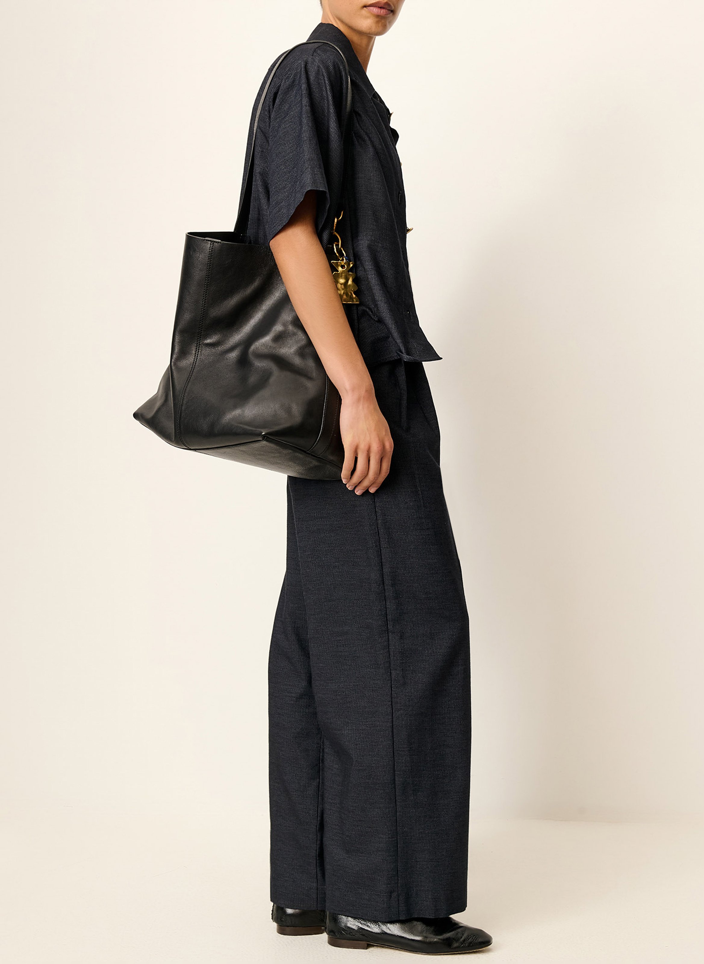 Pantalon droit taille haute en tissu oxford hojika SESSUN Bleu