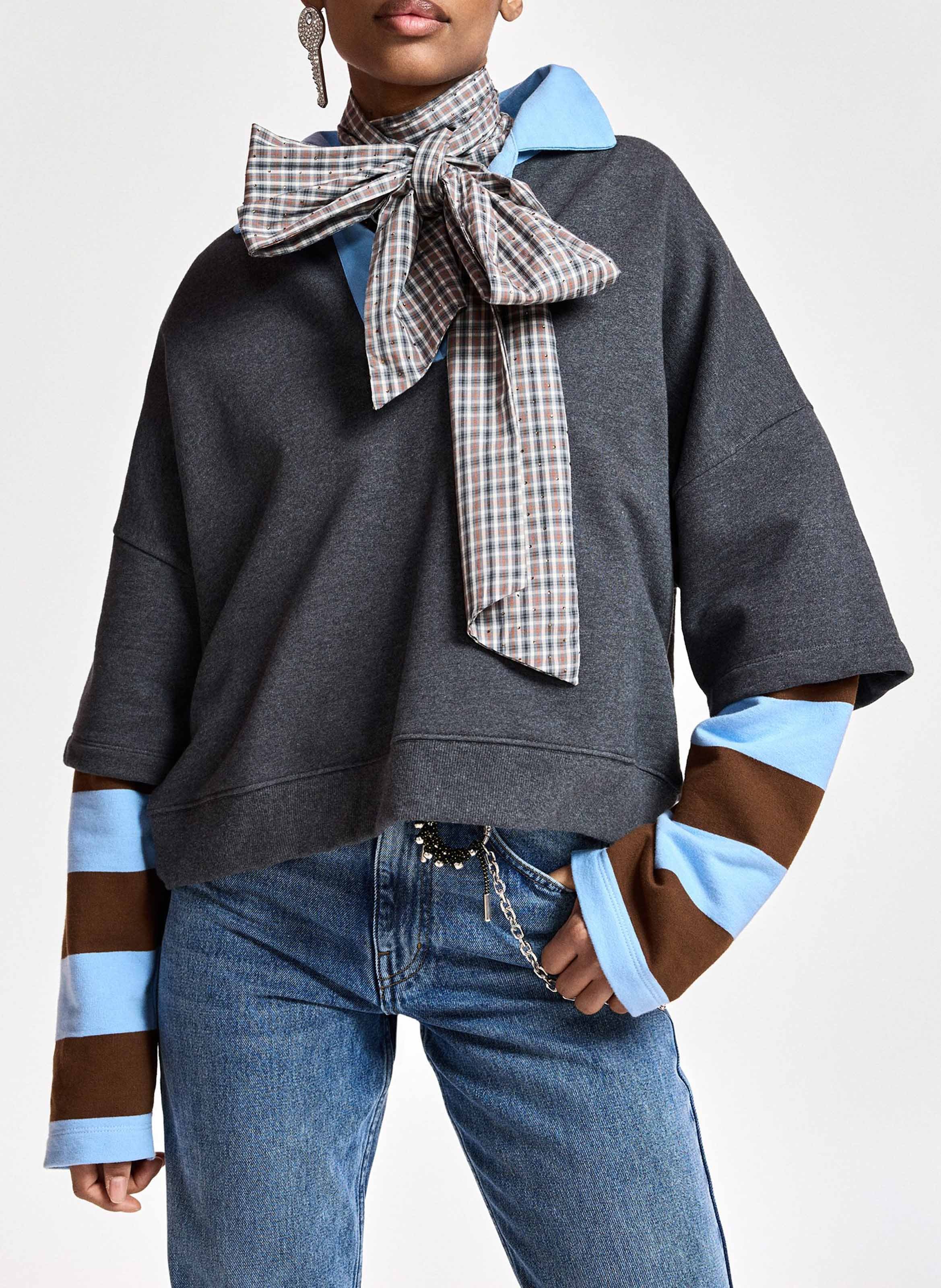 Sweat droit col polo en coton kantelou ESSENTIEL ANTWERP Gris