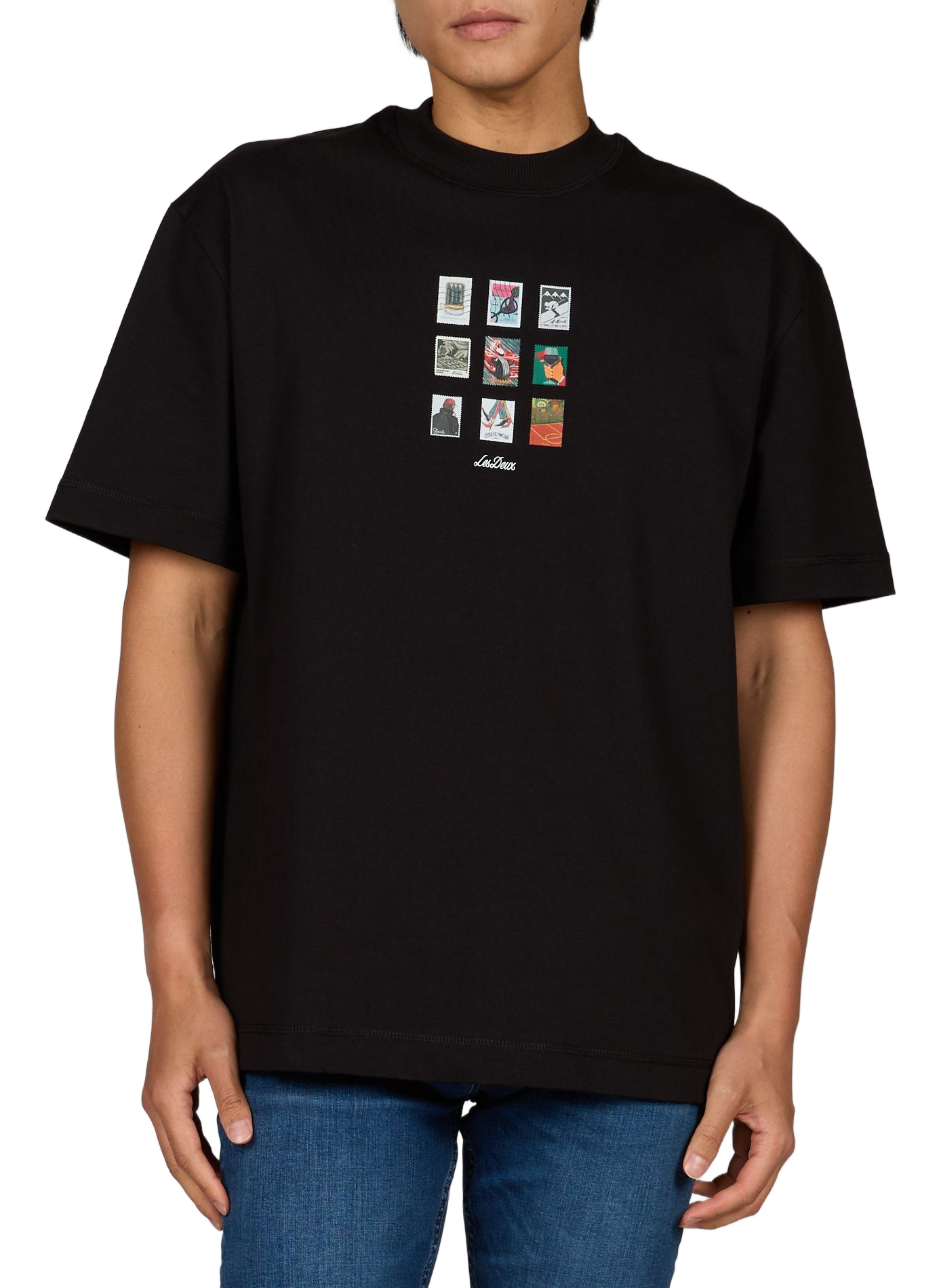 T-shirt imprimé en coton bio LES DEUX Noir