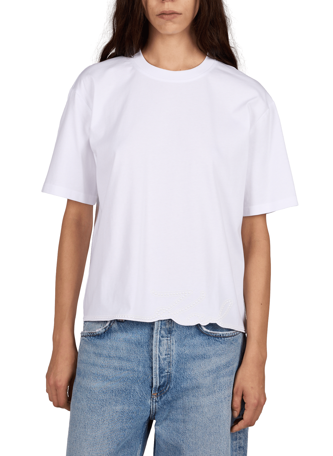 Round neck cotton t-shirt KARL LAGERFELD White