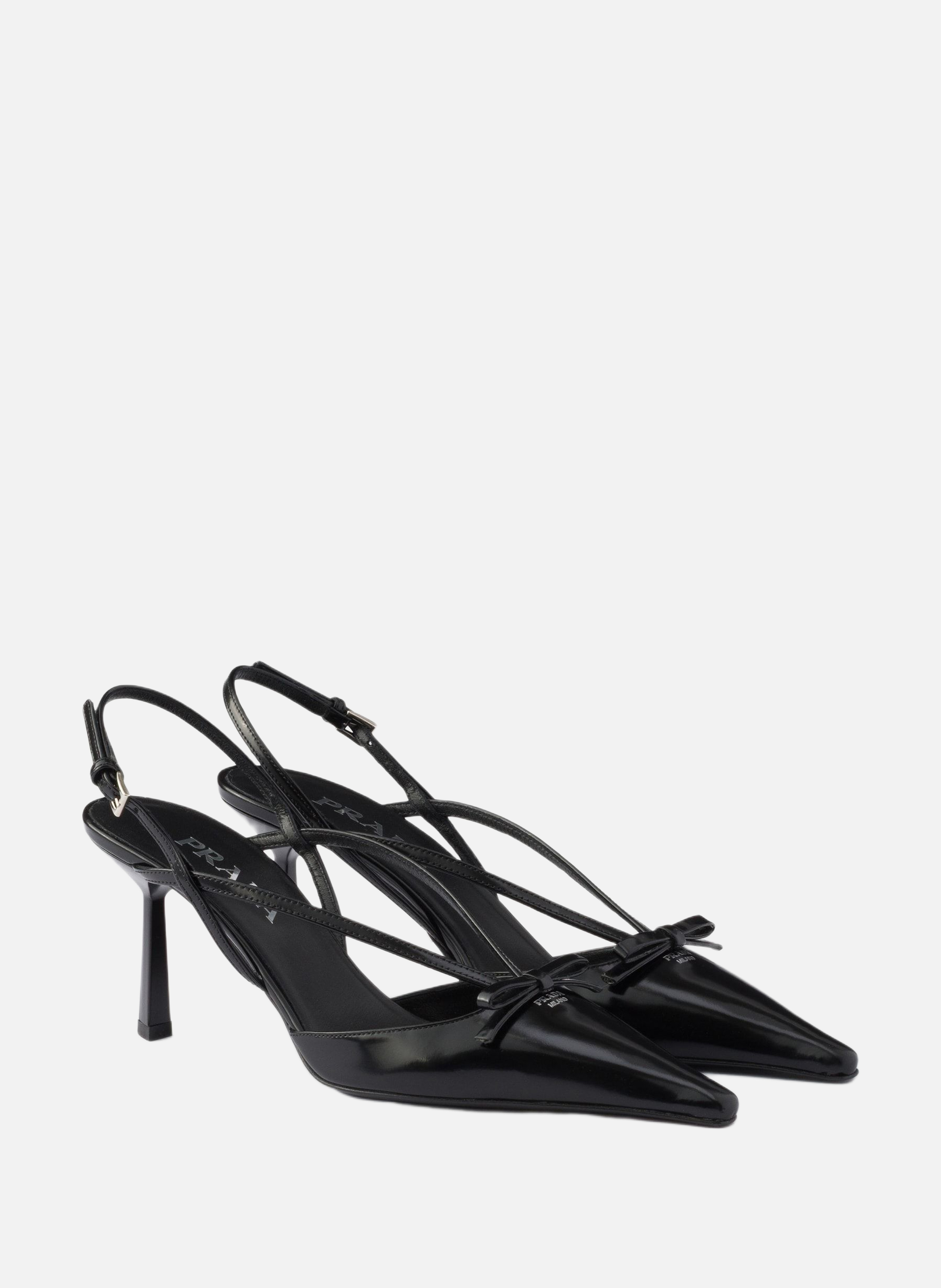 Escarpins à bride arrière en cuir brossé PRADA Noir
