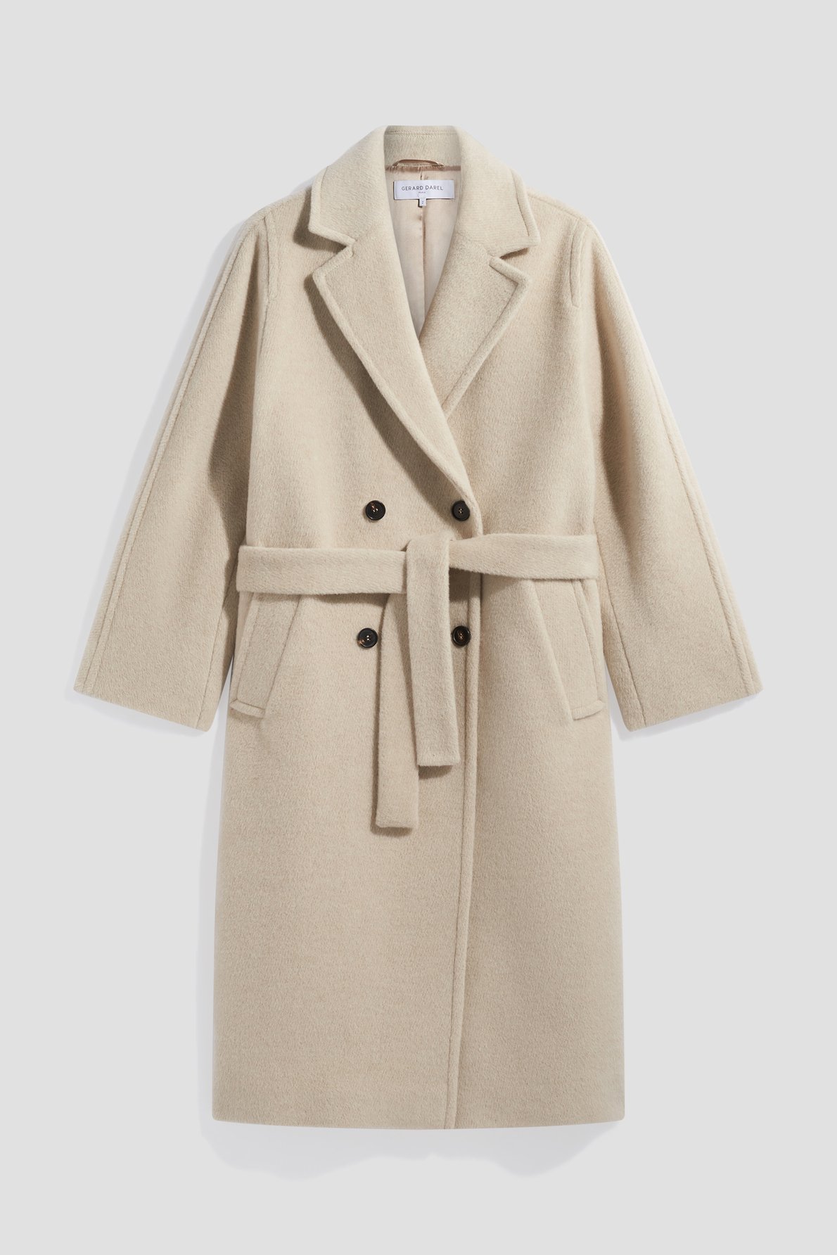 Manteau long croisé en laine et alpaga -alan GERARD DAREL Beige
