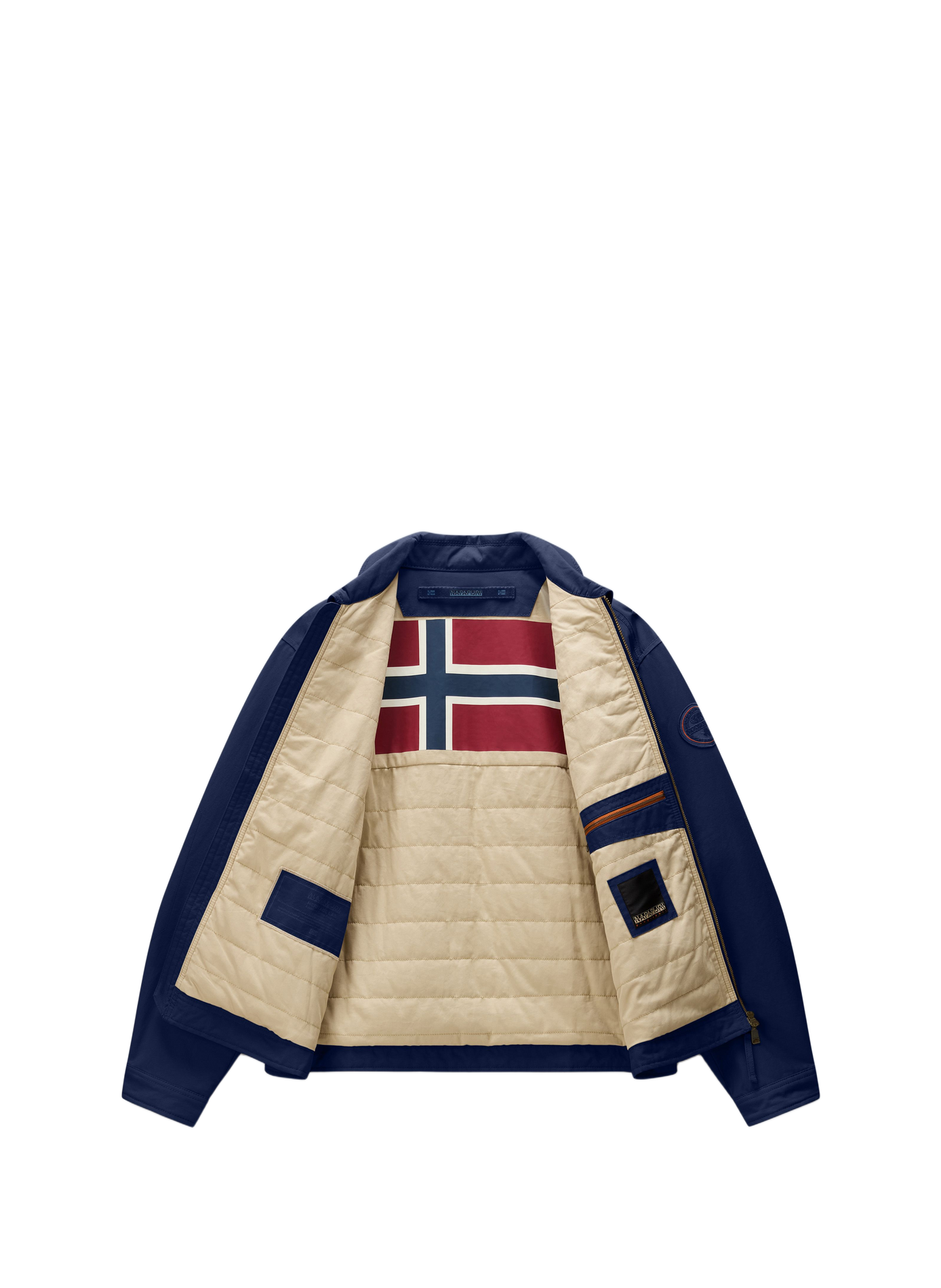 Classic straight solid color jacket with classic collar. NAPAPIJRI Blue