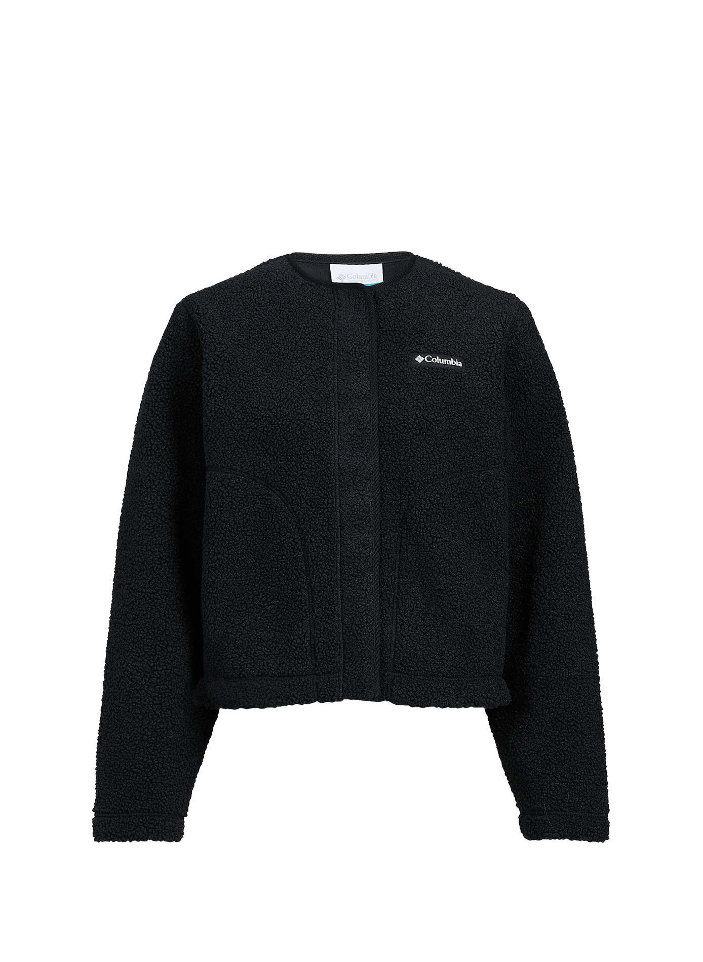 Schapenwol-look jas met ronde kraag COLUMBIA Zwart
