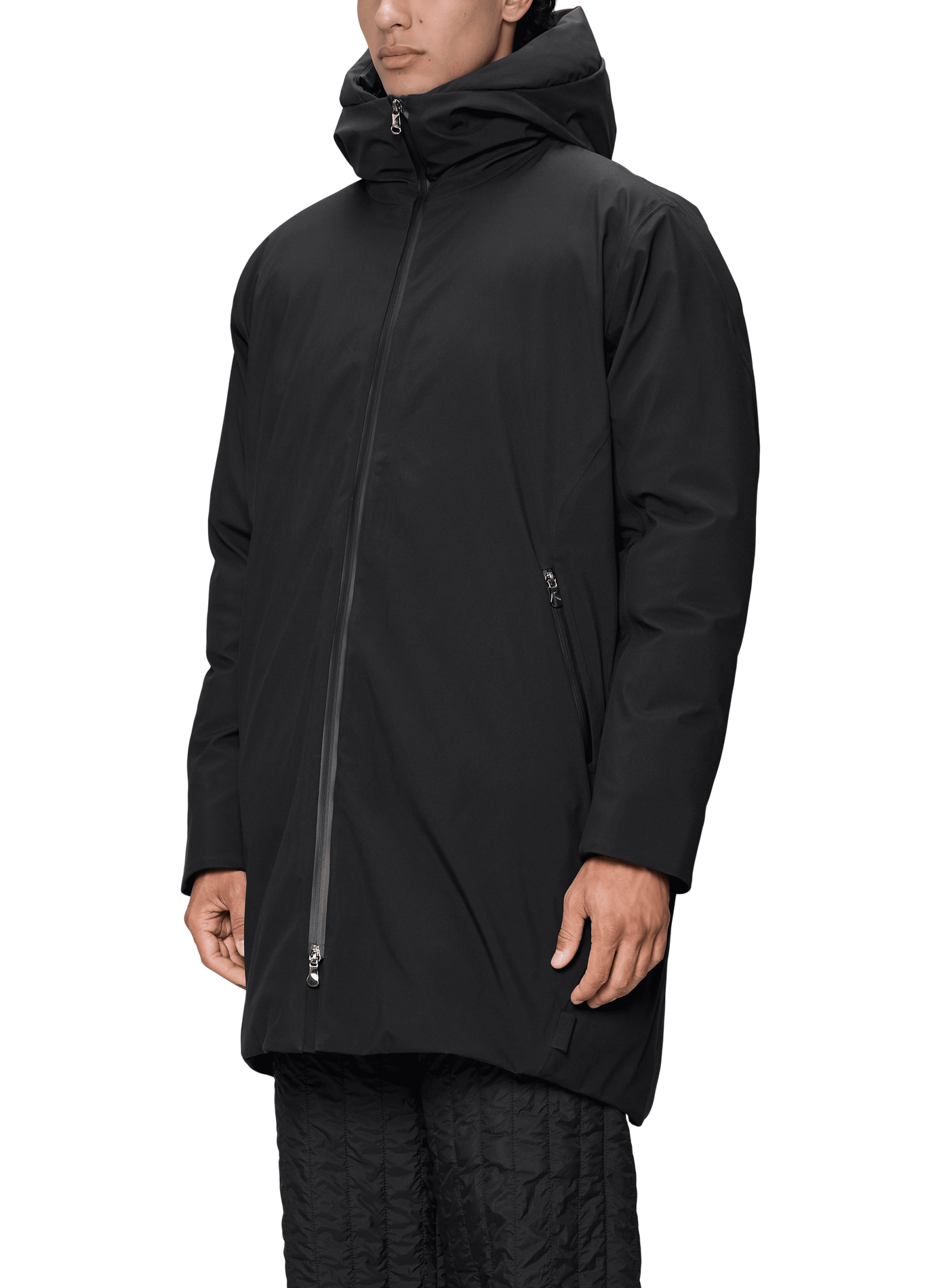 Sarna Long straight hooded parka RAINS Black