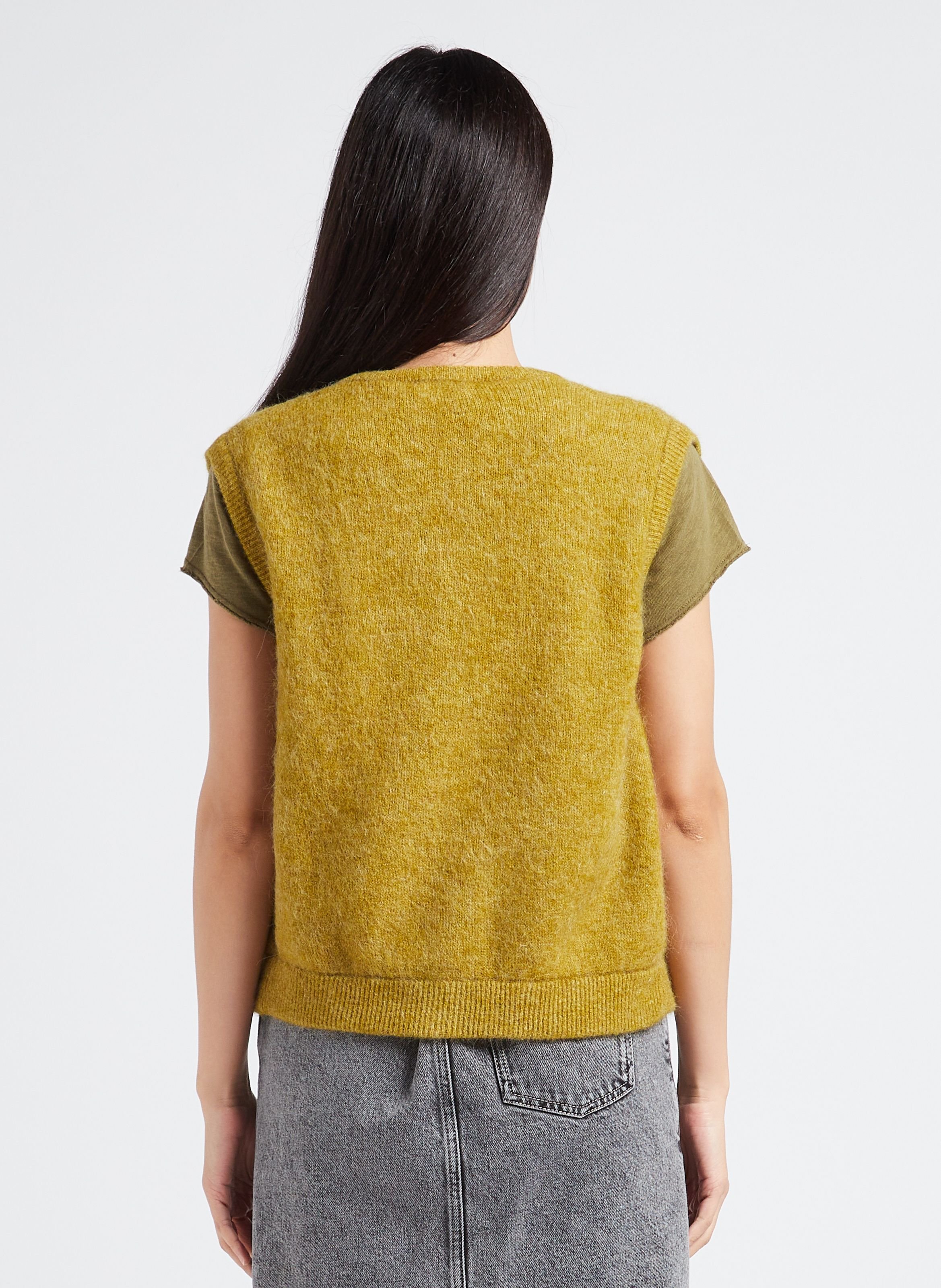 Pull Gilet En Alpaga American Vintage - Taille S (40/42), Couleur Rose Doux, Occasion Très Bon état