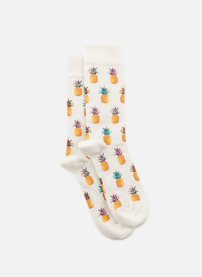Pineapple-pattern mid-calf socks BLEUFORÊT
