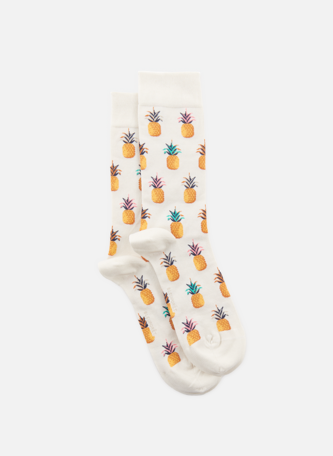 BLEUFORÊT kniehohe Socken mit Ananasmuster