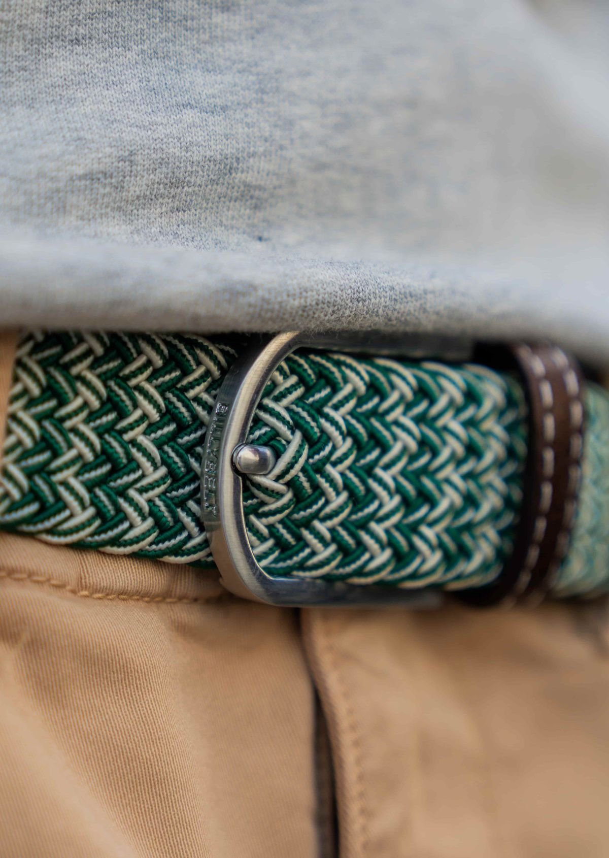 Ceinture tressée élastique multicolore BILLYBELT Vert