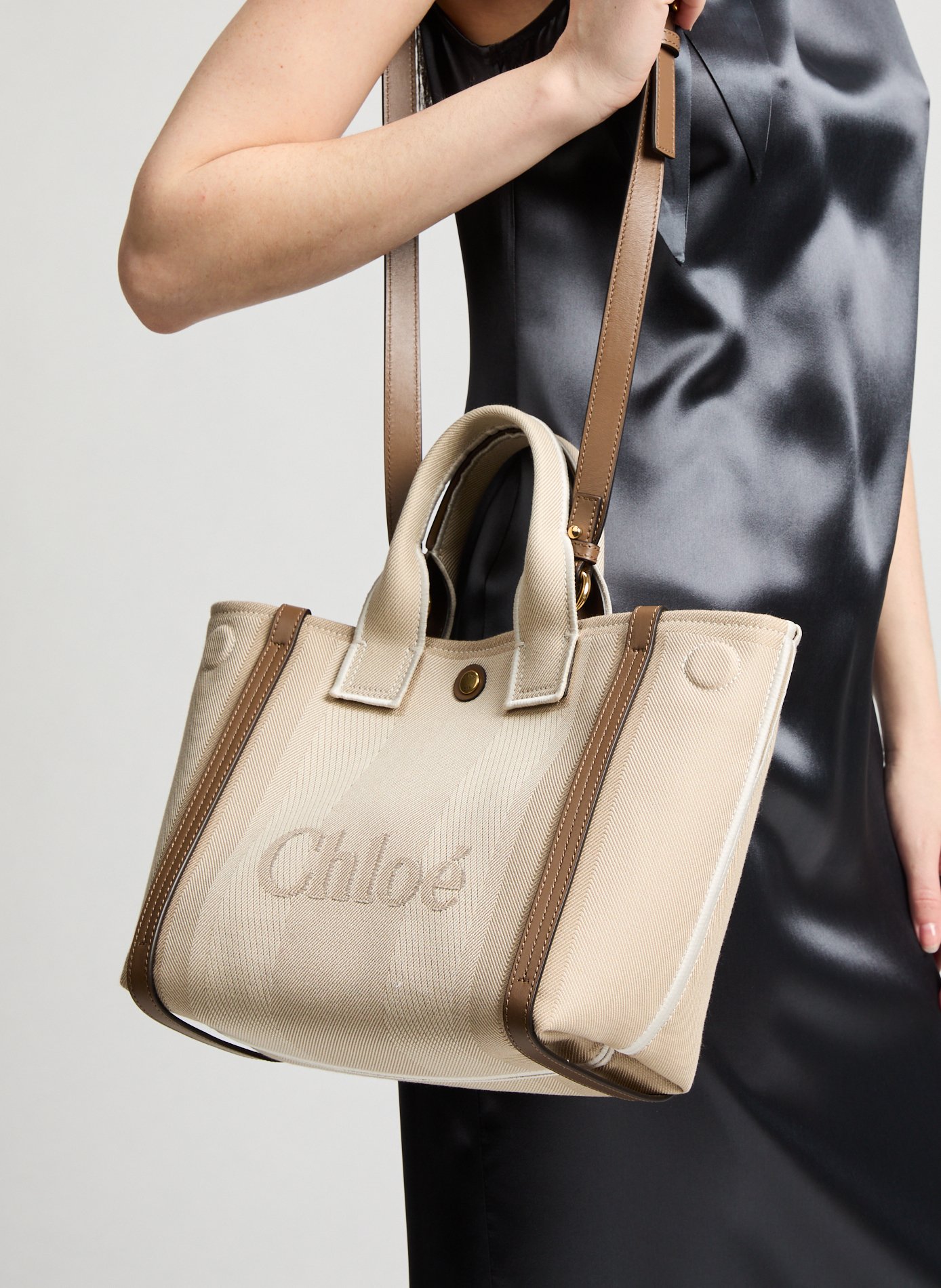 Petit sac cabas Carry en toile CHLOÉ Beige
