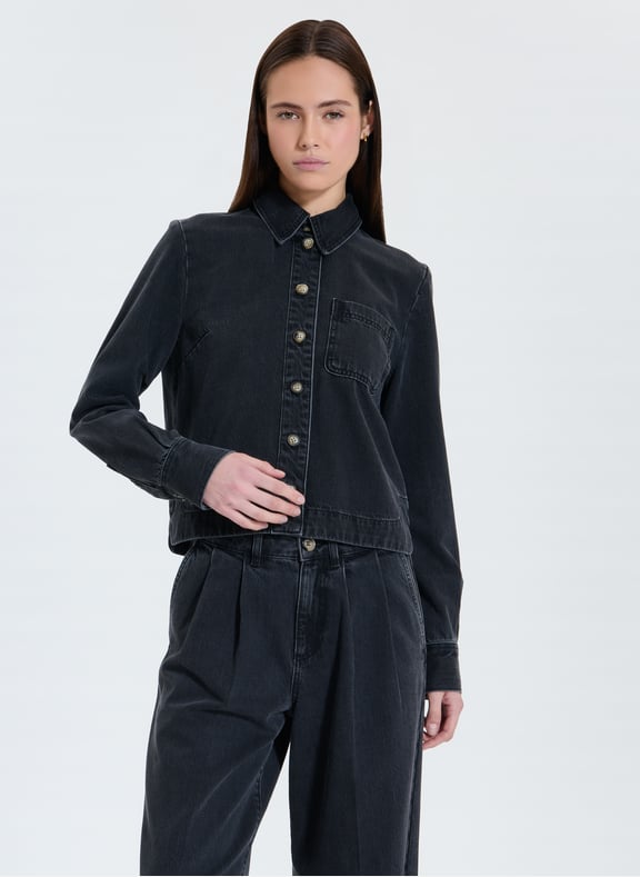 Chemise noir droite - coline Noir by ZAPA ZAPA Chemise noir droite - coline Noir