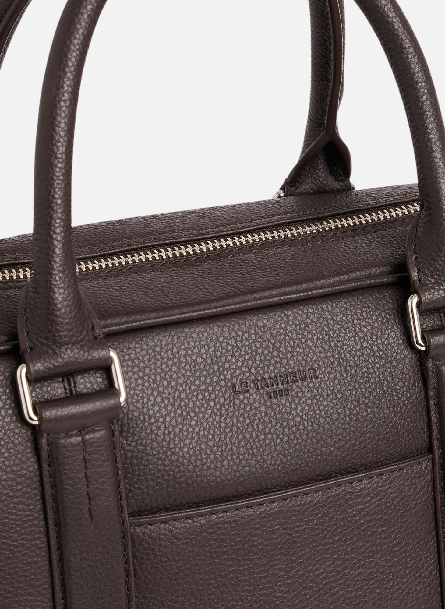 Porte documents 17" charles en cuir grainé moyen modèle LE TANNEUR Marron