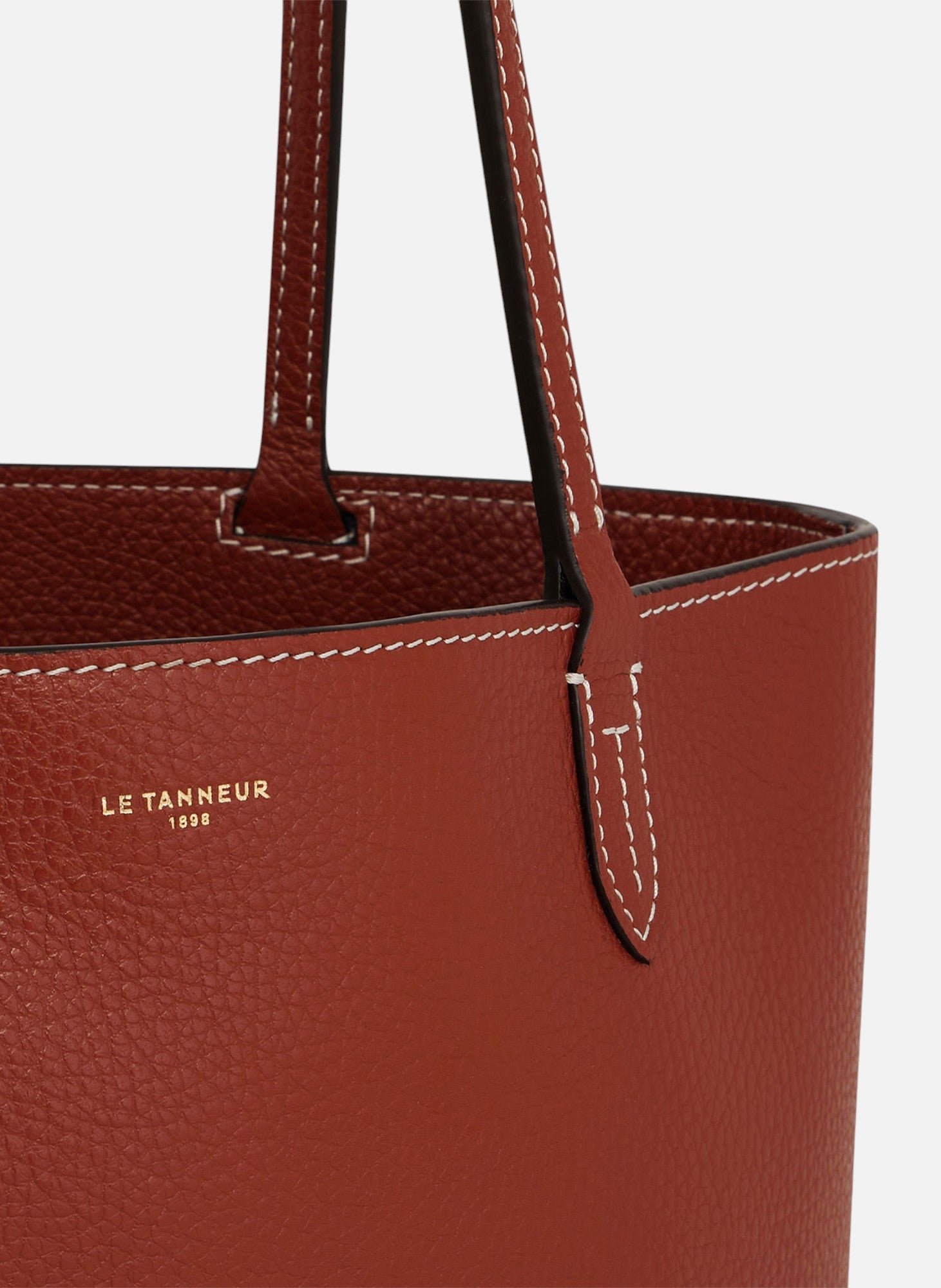 Petit sac cabas louise en cuir grainé LE TANNEUR Marron