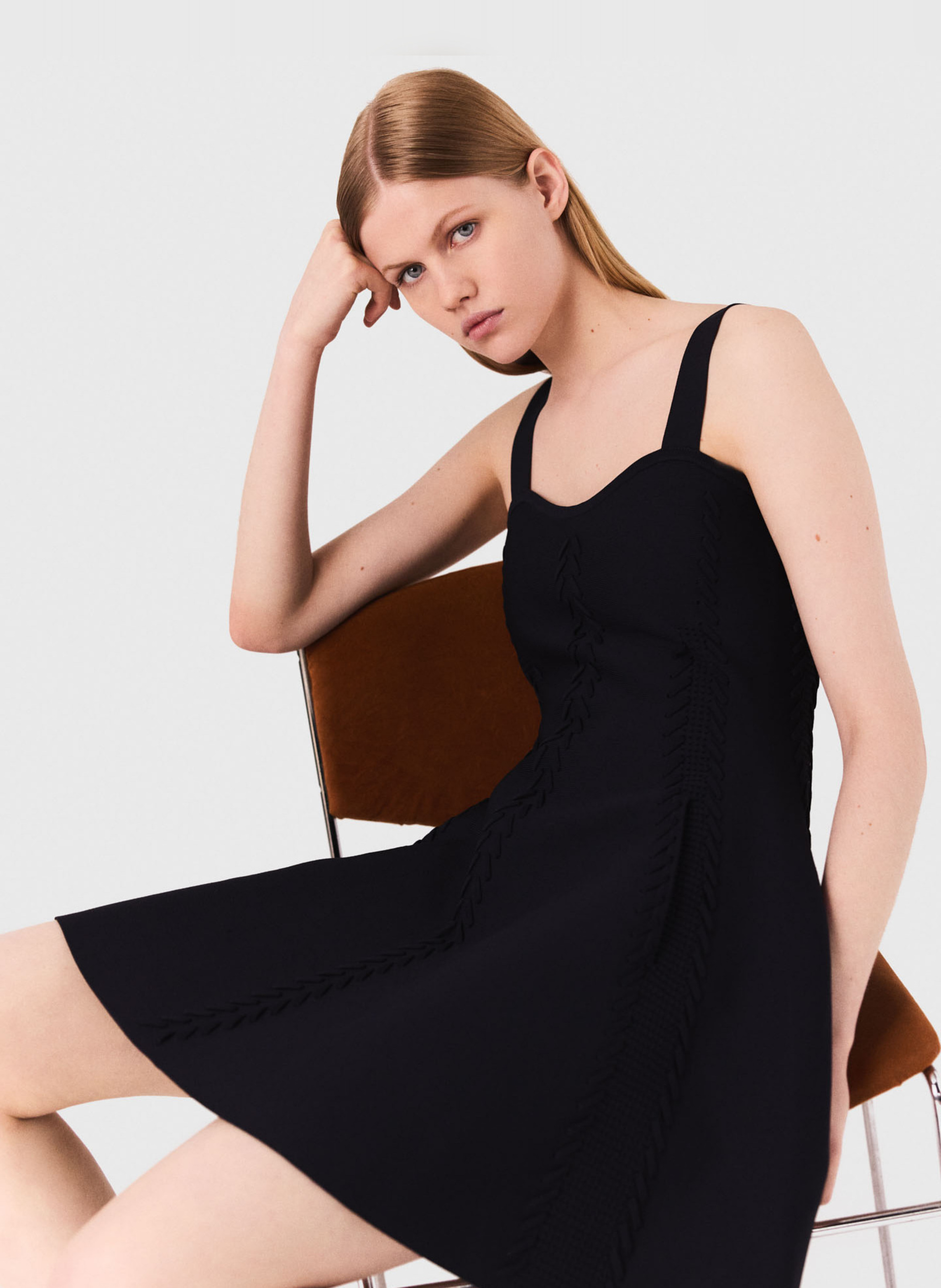 Robe courte patineuse à bretelles MAJE Bleu