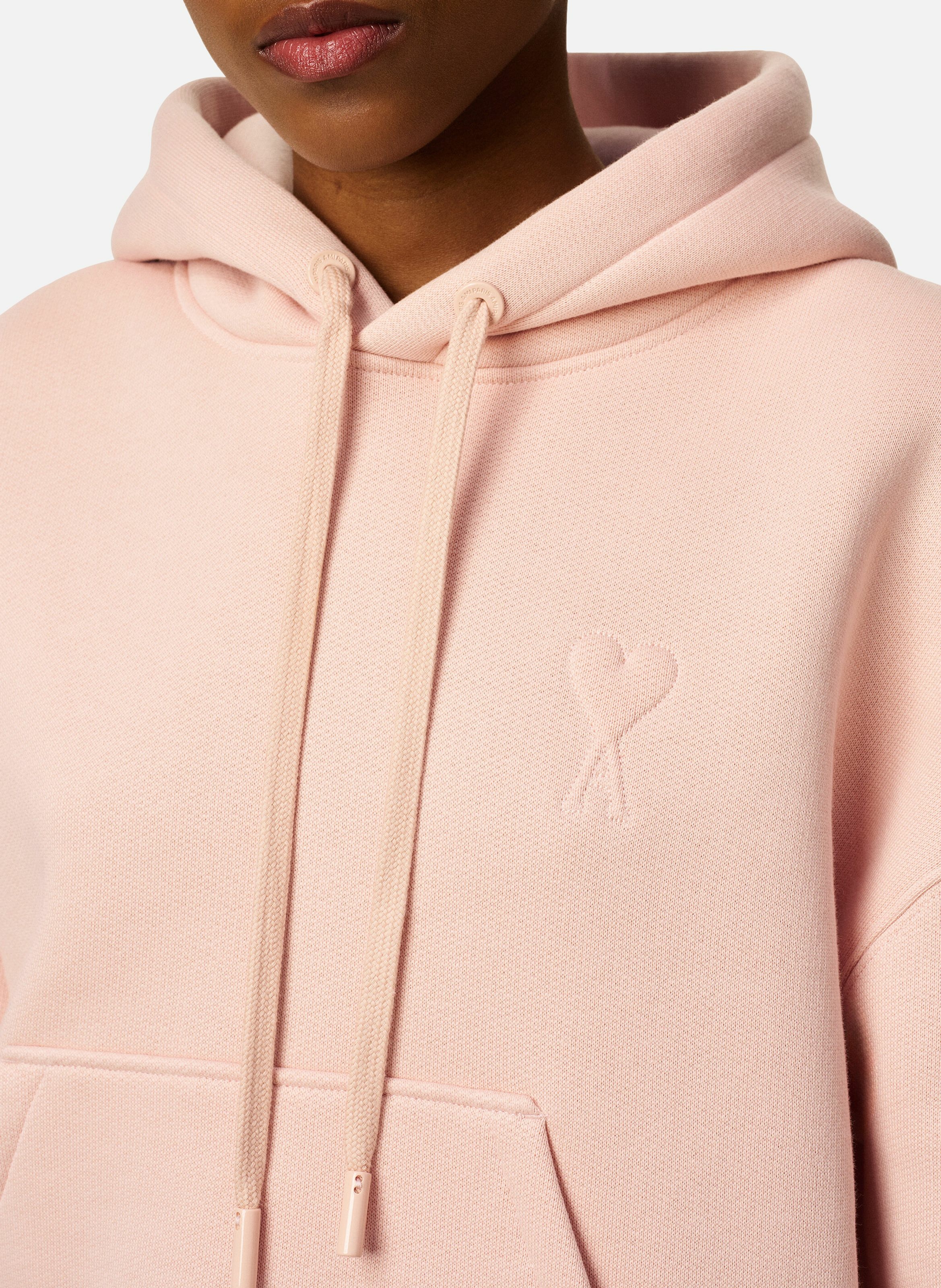 Hoodie ami de coeur embossé unisexe en coton AMI PARIS Rose