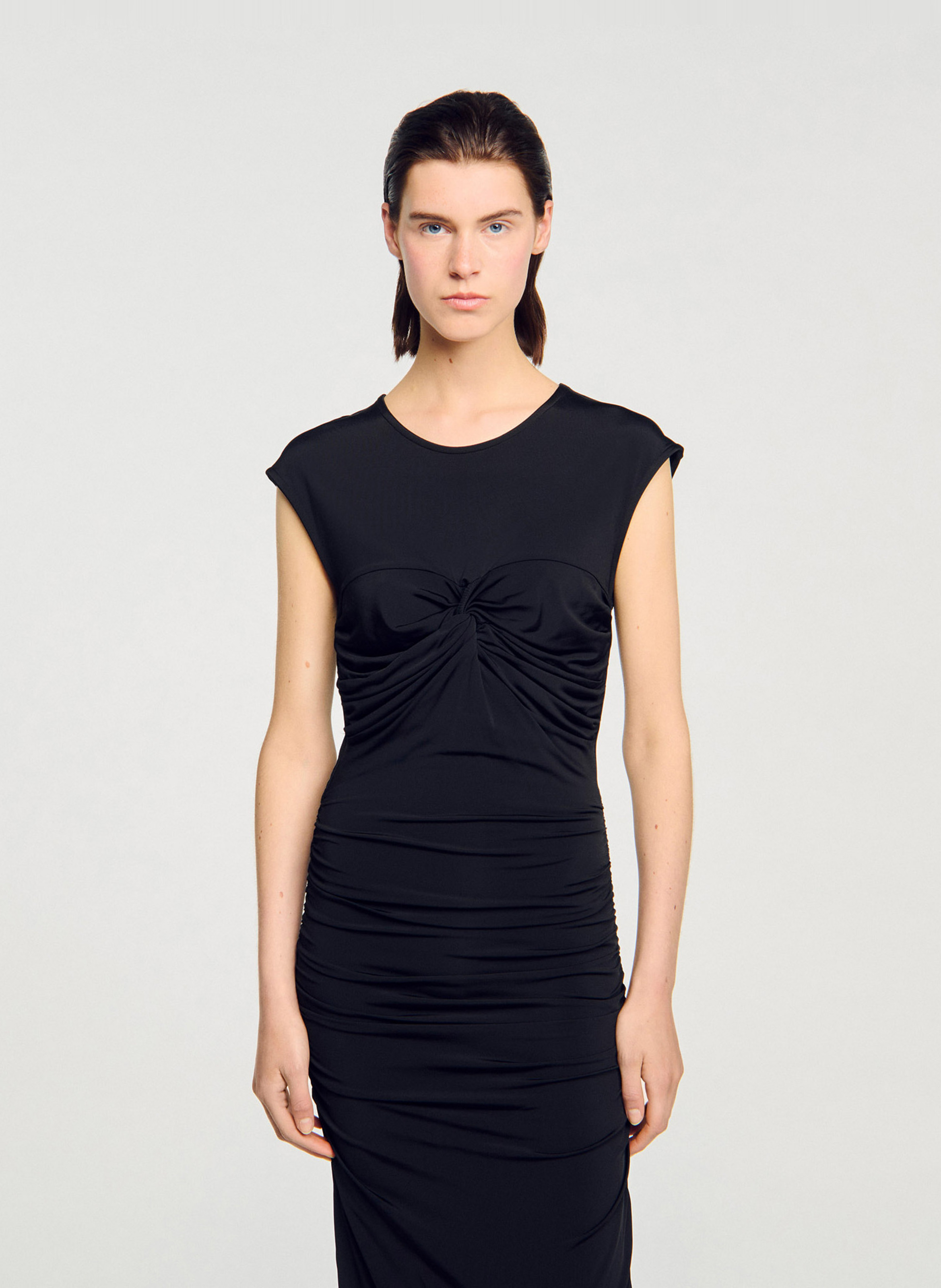 Robe longue drapée SANDRO Noir