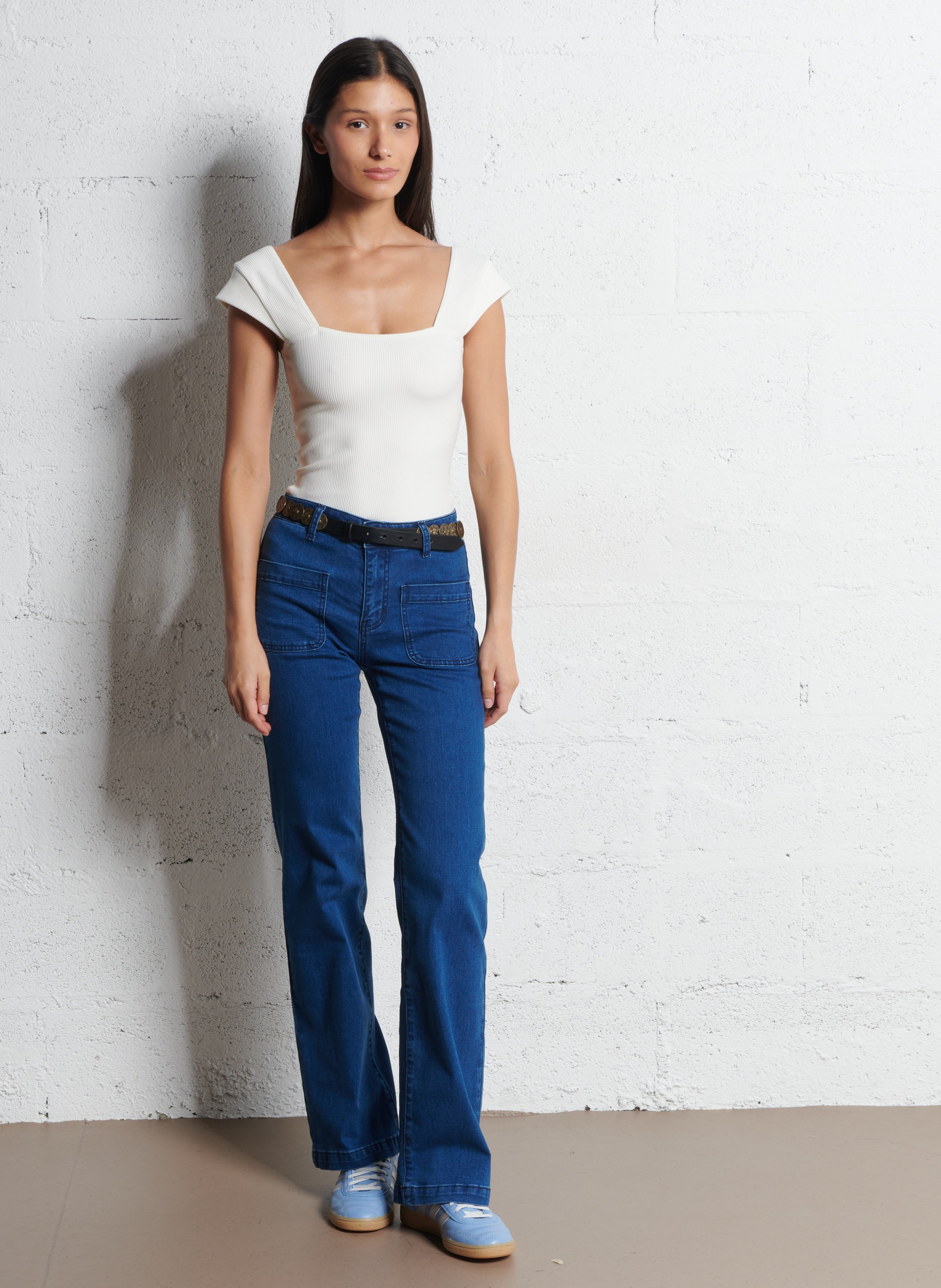 Ceinture en cuir brandie BA&SH Noir