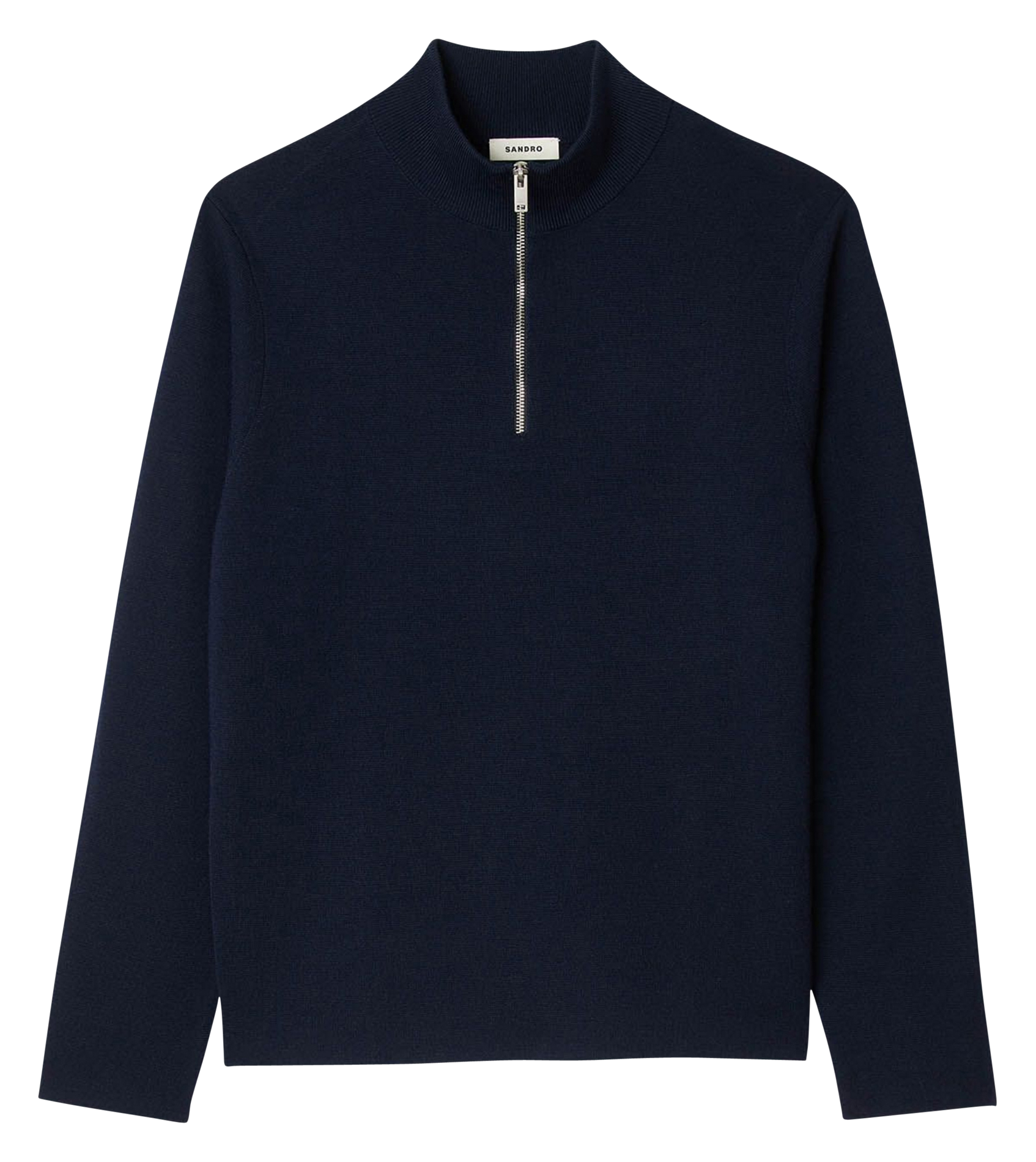 Pull col montant zippé en laine SANDRO Bleu