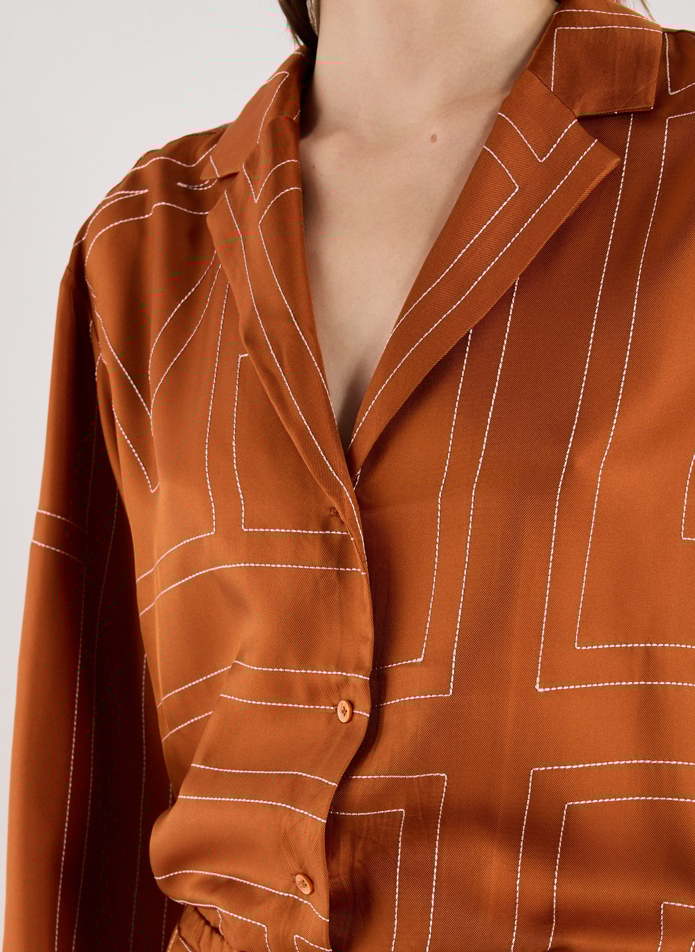 Oversize tie-neck Blouse TOTEME Orange